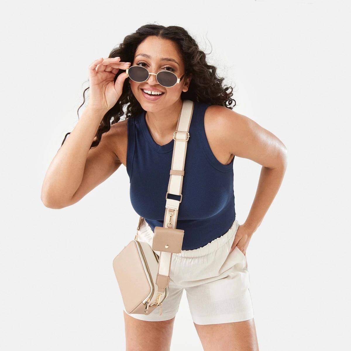 7 Double Zip Crossbody Bag BEIGE VANILLA, 7 of 8