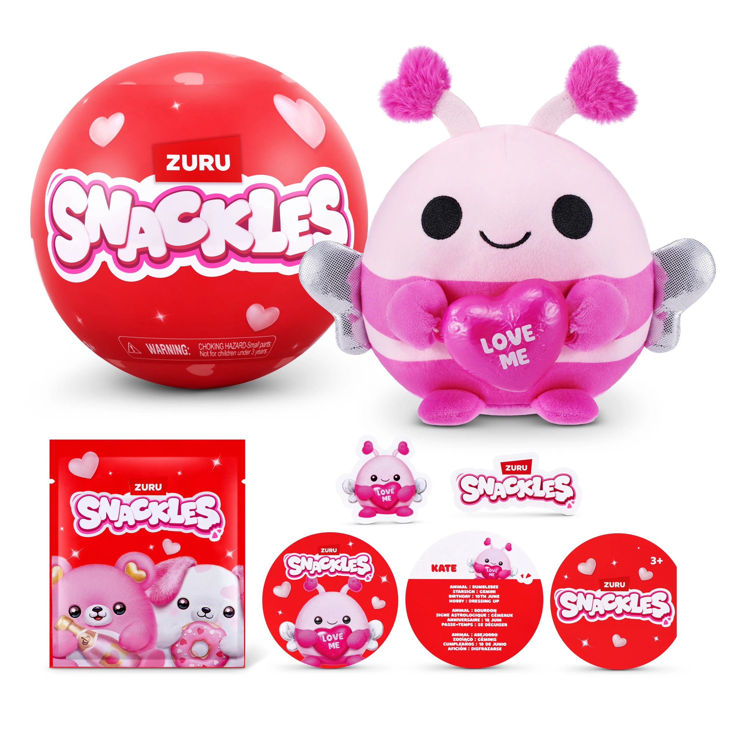 3 12cm Snackles Valentines Edition Plush by ZURU - Assorted, 3 of 10