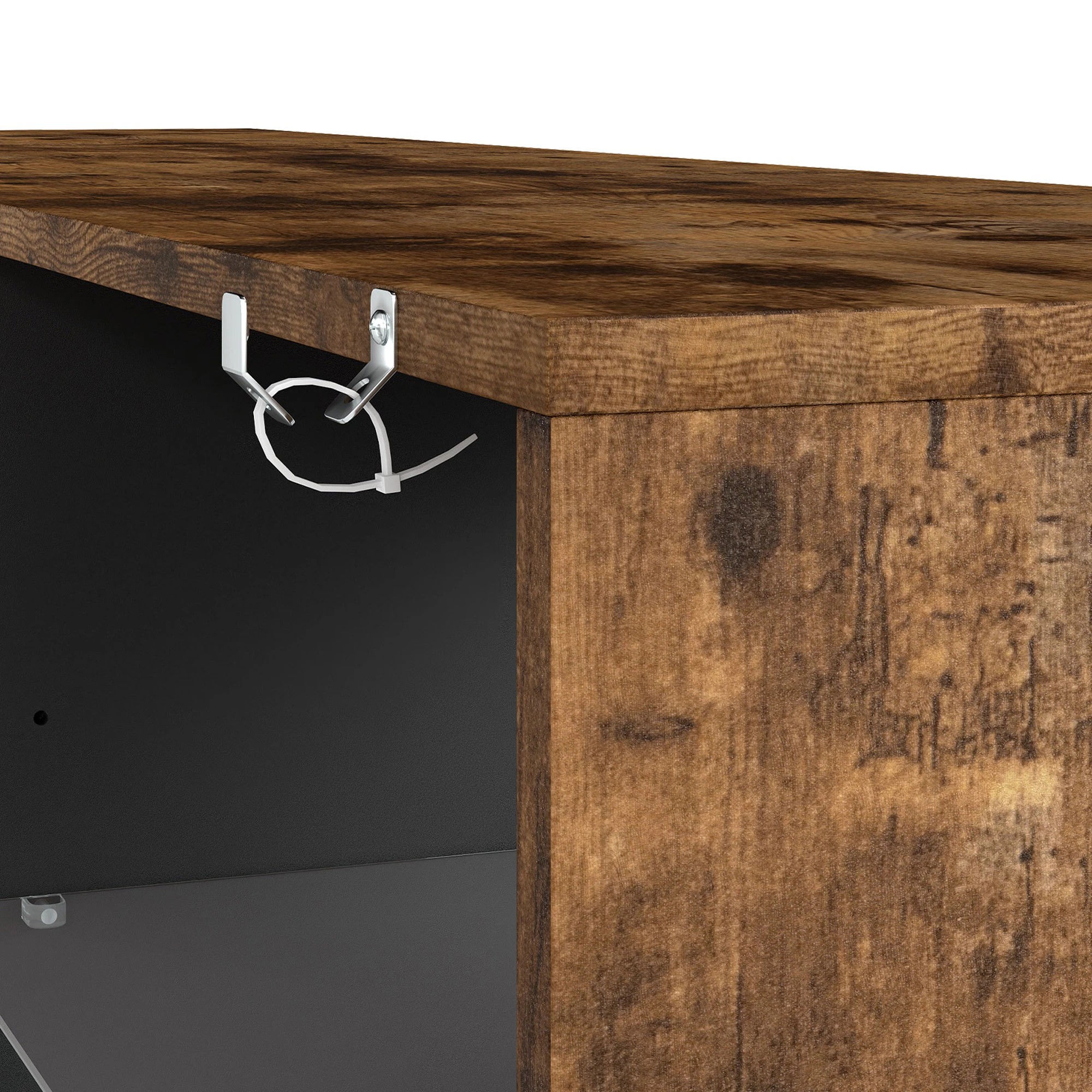 6 Levede TV Unit Stand Cabinet  with LED Lights 140cm - Brown, 6 of 10