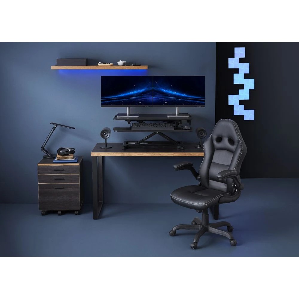 7 Otto Contour Home Office Study Woodgrain Desk 1400mm Black Desks, Tables and Workstations, 7 of 9