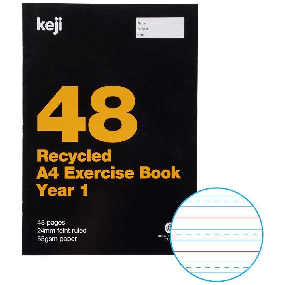 1 Keji A4 55gsm 24mm Ruled Exercise Book Year 1 QLD 48 Page, 1 of 3