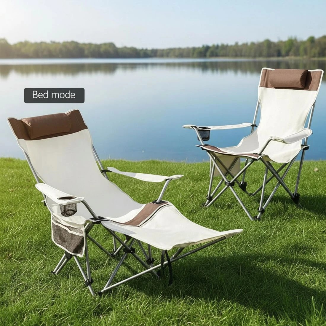 4 Weisshorn Camping Chair Reclining Adjustable Portable Outdoor Folding Lightweight - Multi, 4 of 9