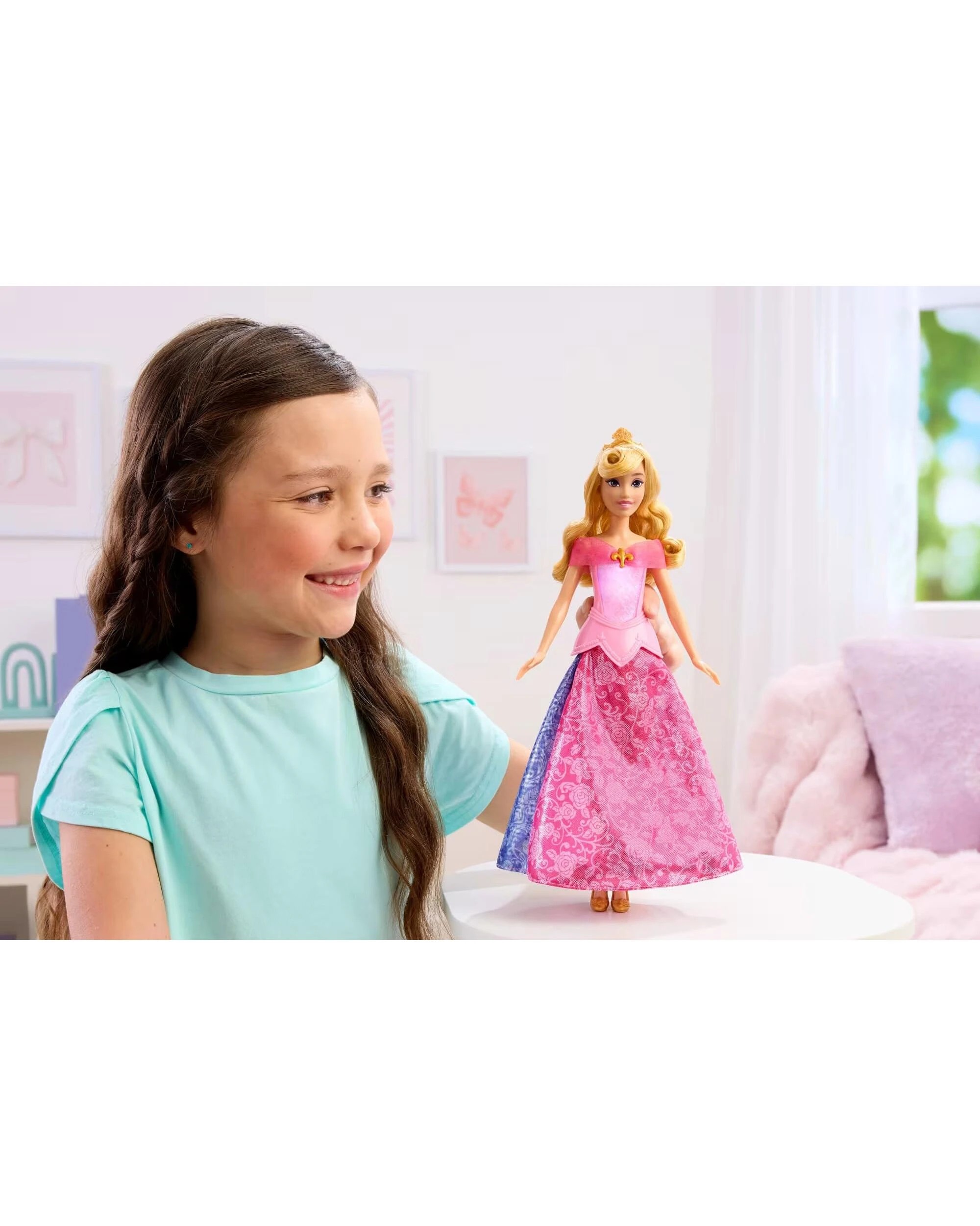 6 Disney Princess Aurora Pink to Blue Dress Doll, 6 of 6