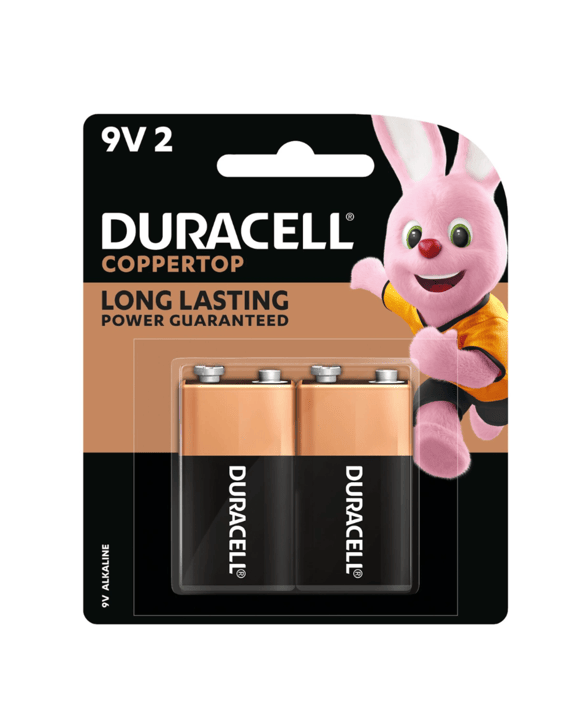 2 Pack Duracell Coppertop 9V Batteries