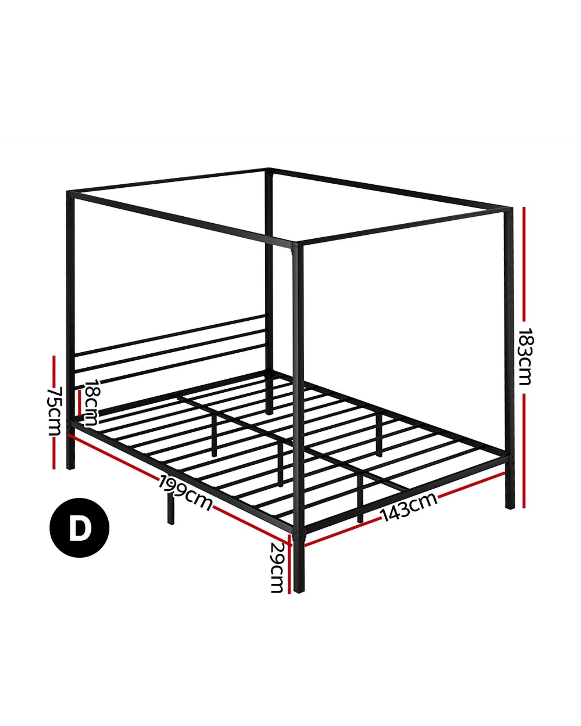 2 Artiss Bed Frame Double Size Metal Frame Pochy
 - Black, 2 of 4