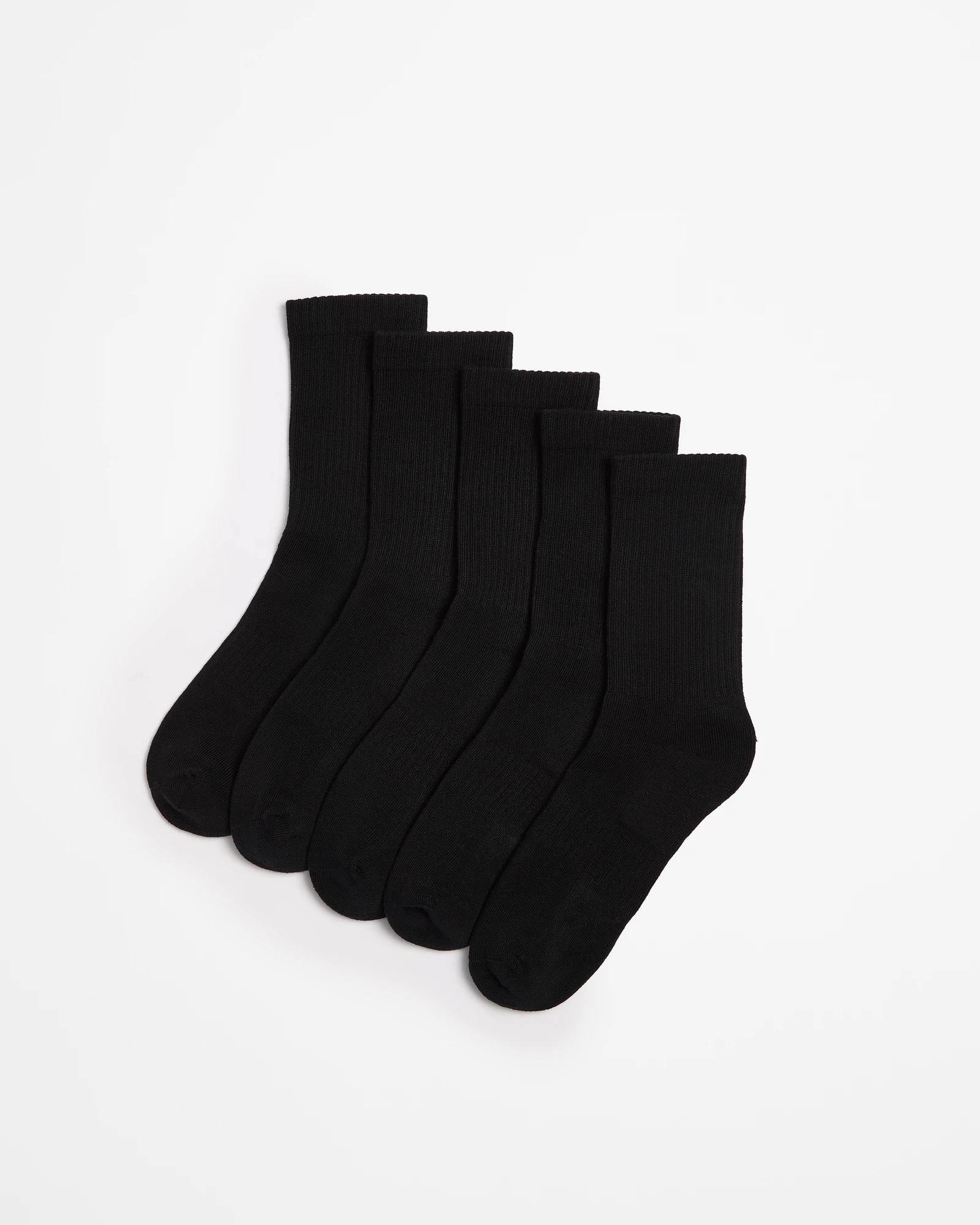 1 Target Active Australian Cotton Blend 5 Pack Cushioned Crew Socks BLACK, 1 of 3