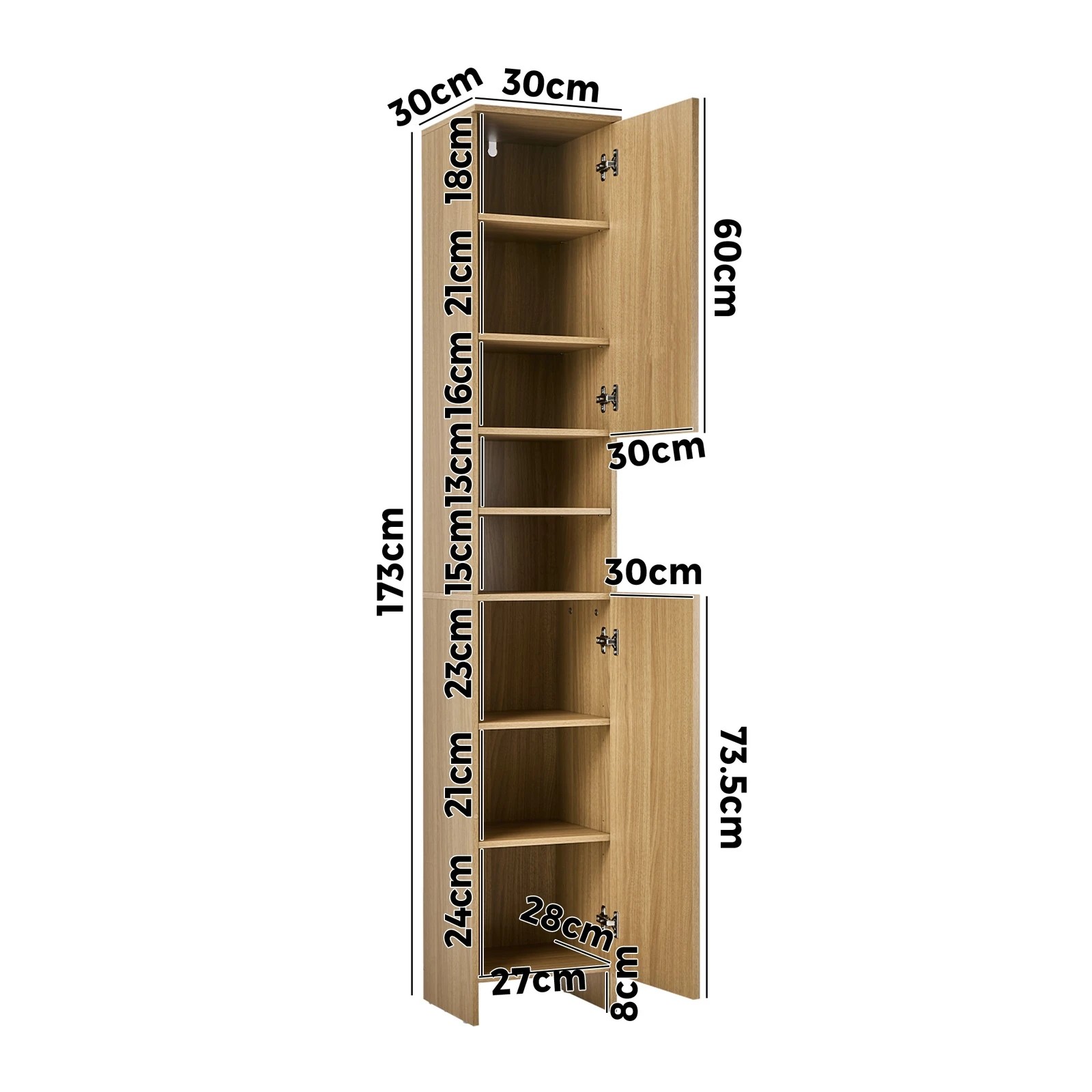 10 Oikiture Bathroom Cabinet Storage Laundry Tall Slim Floor Cupboard
 - natural, 10 of 10