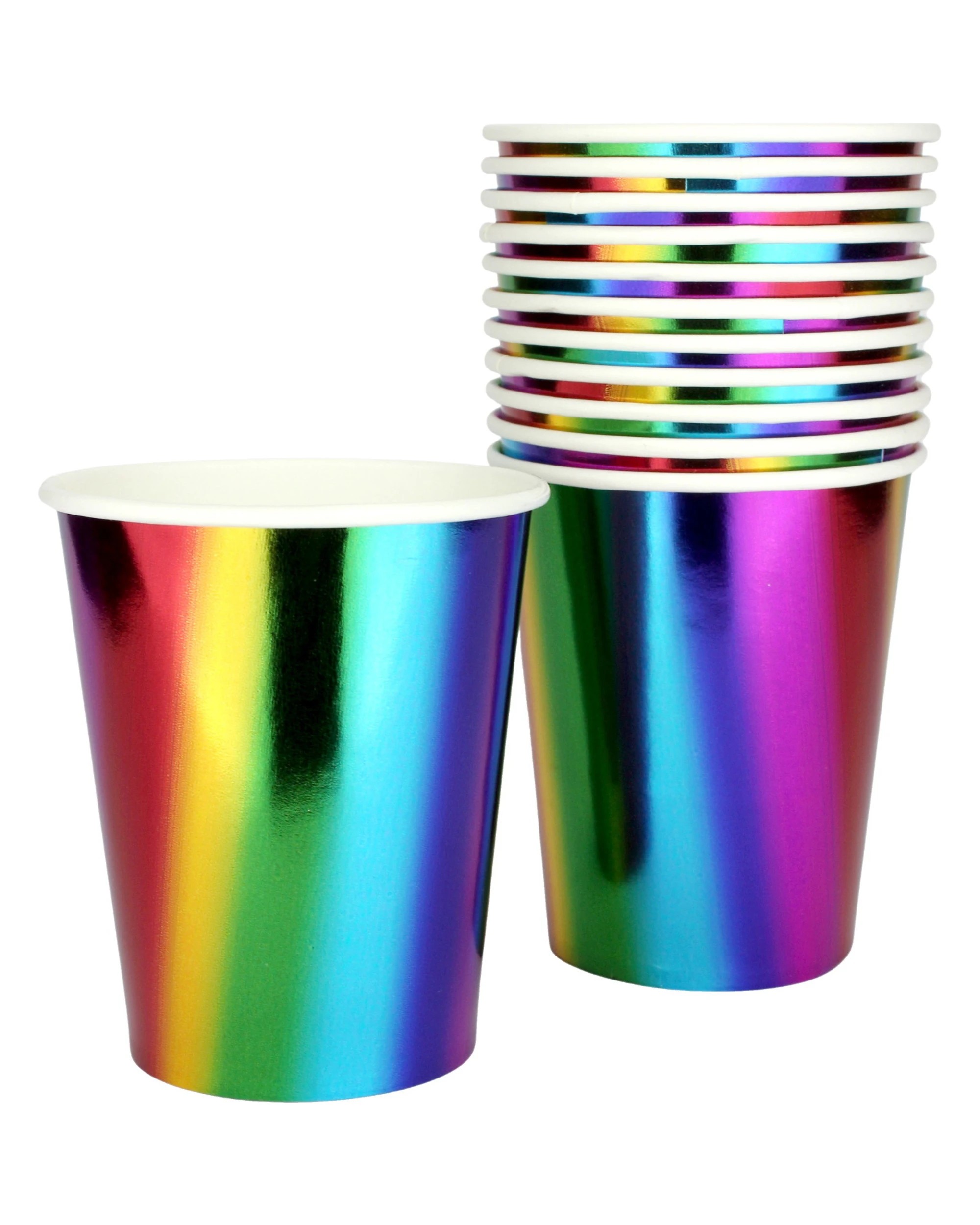 1 Partyrama Metallic Rainbow Paper Cups Pack of 8 - Rainbow, 1 of 1