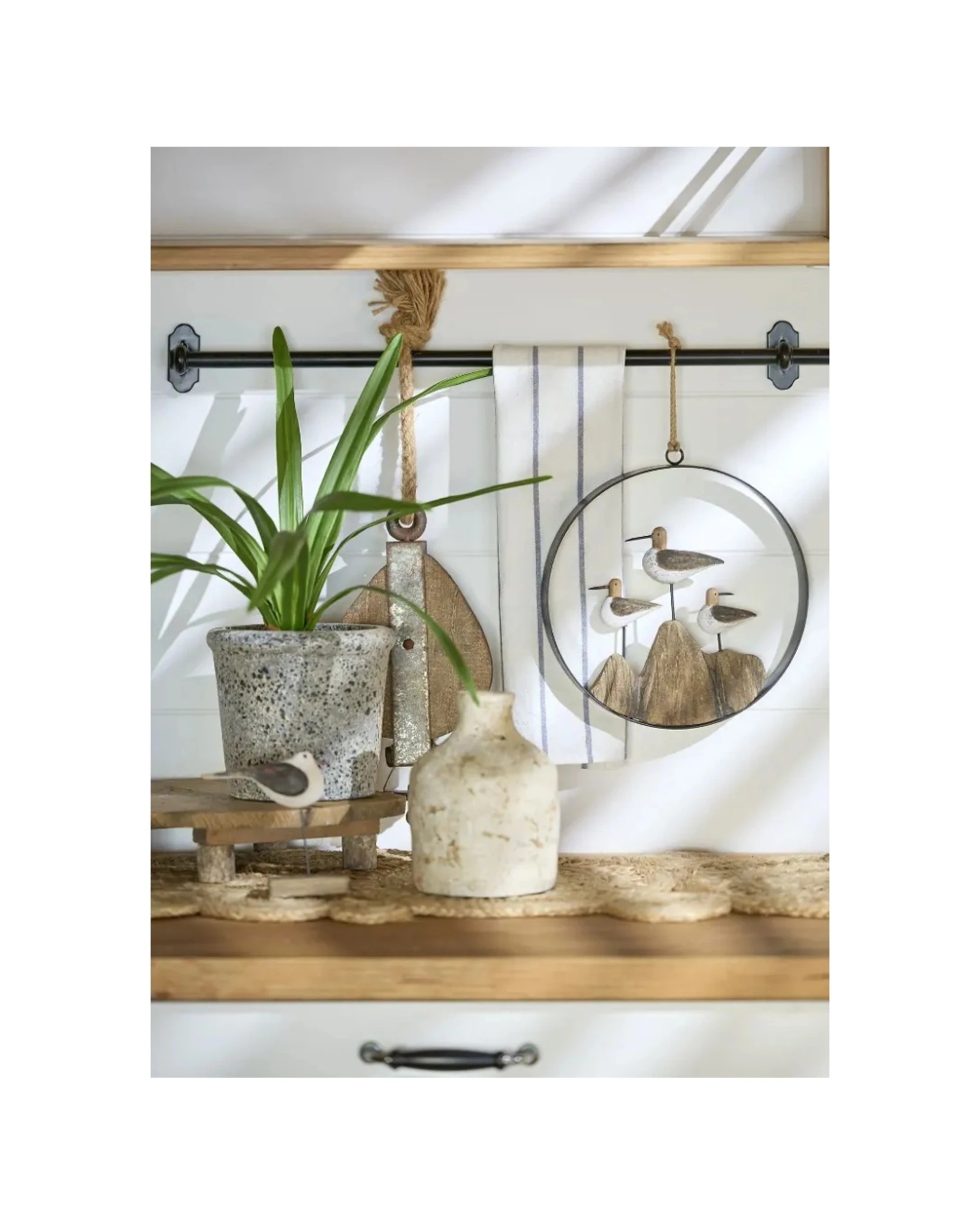 3 Alfresco 25cm Timber Ring Wall Mount Hanging Home Decor Whale Bird - Natural, 3 of 3