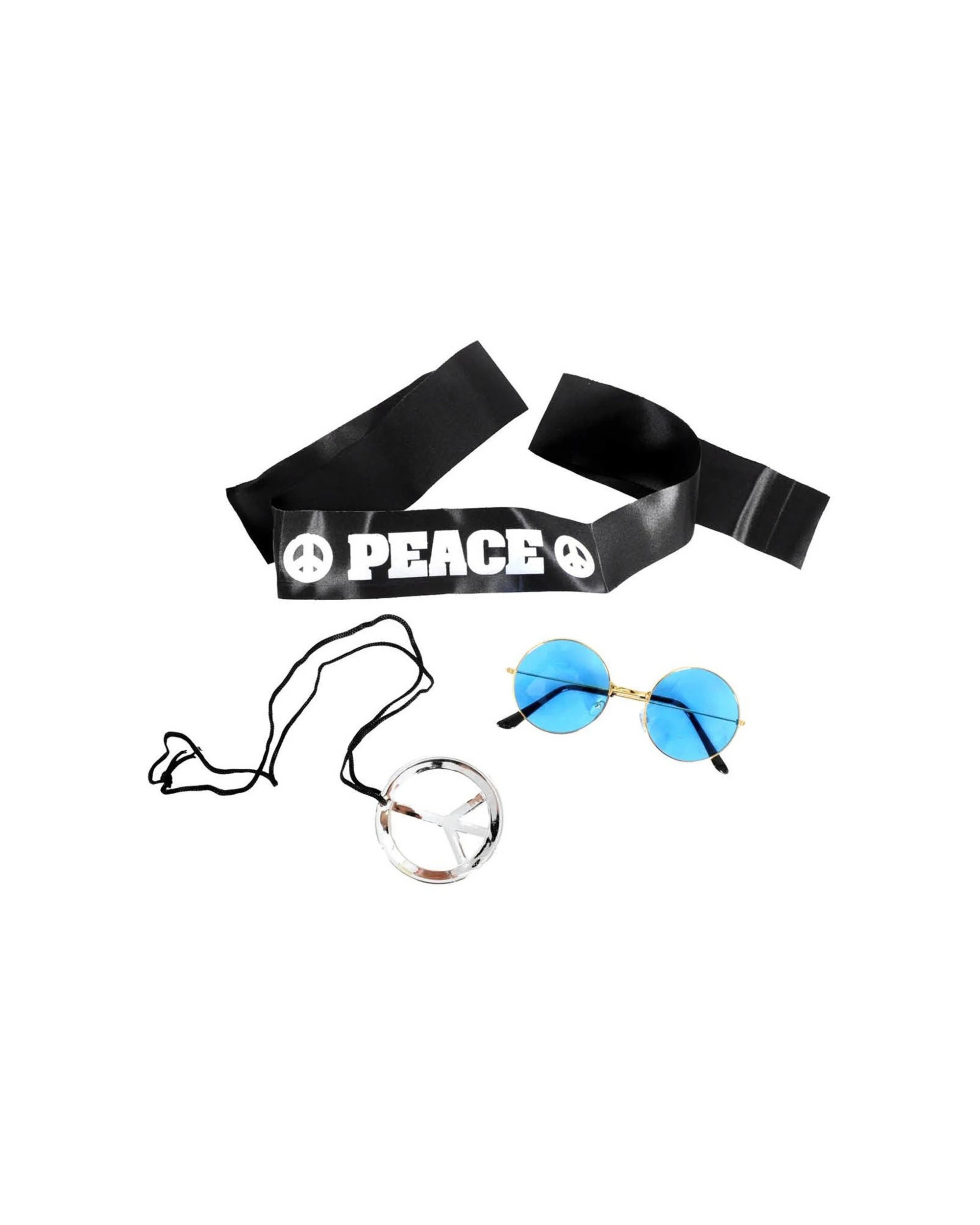 1 JD Party 3pc Hippie Set Peace Symbol Sunglasses Party Accessories - Blue, 1 of 1