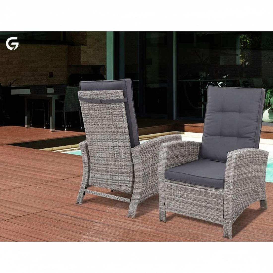 4 Gardeon 2PC Recliner Chairs - Grey, 4 of 6