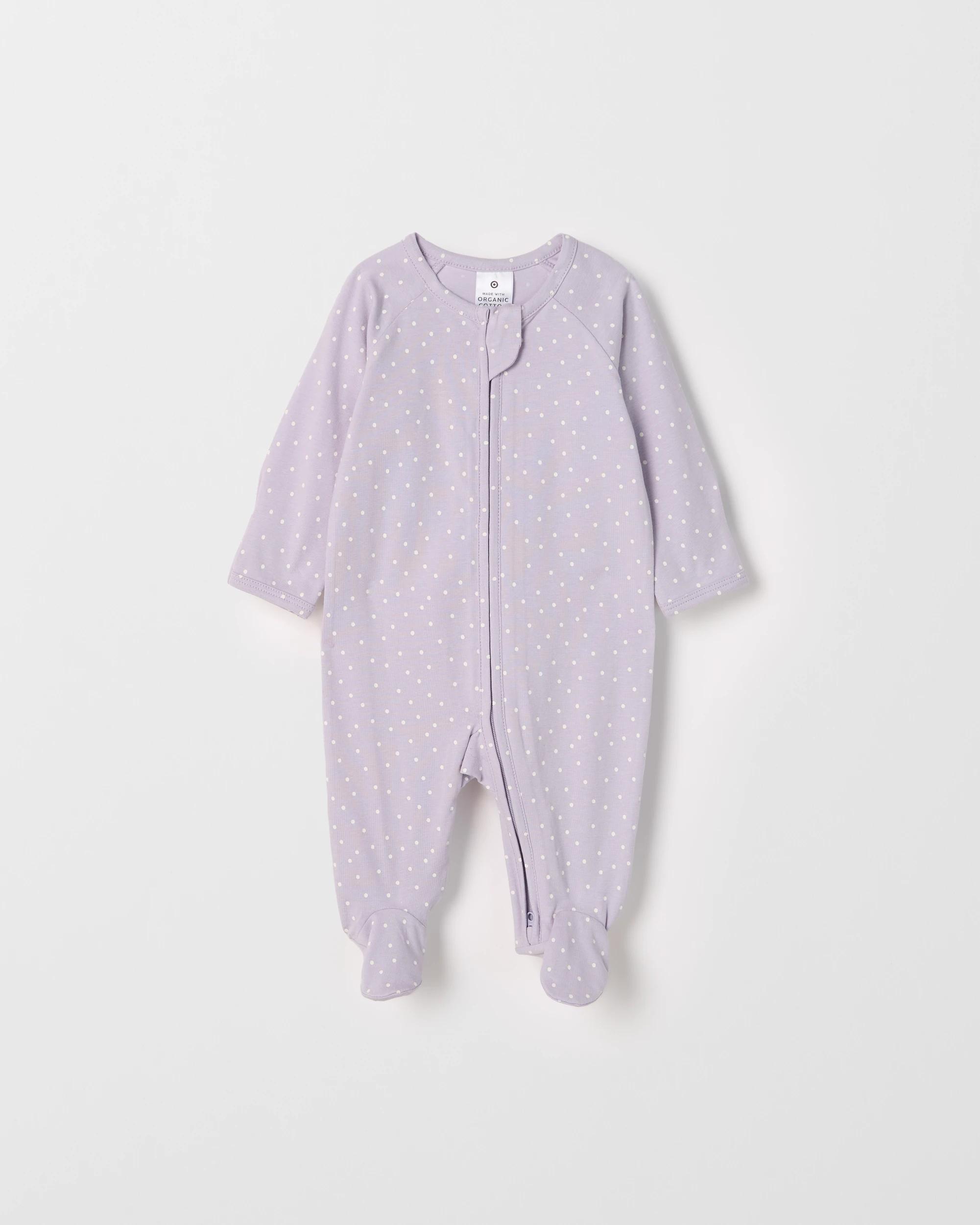1 Target Baby Baby Organic Cotton Zip Coverall SPOT LILAC, 1 of 2