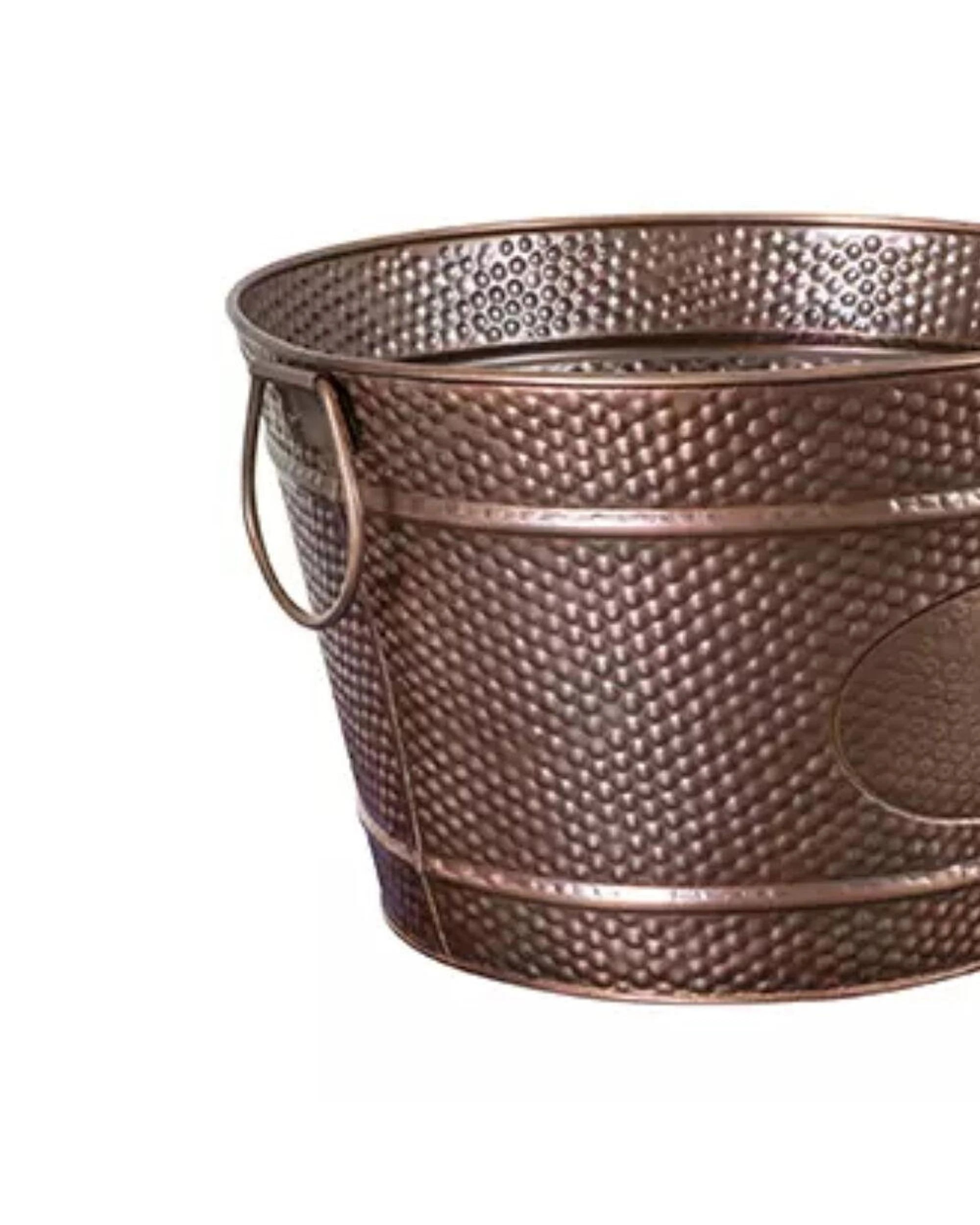 2 Moda Round Beverage Tub Antique Copper with Pebble Pattern 350x220mm, 2 of 3