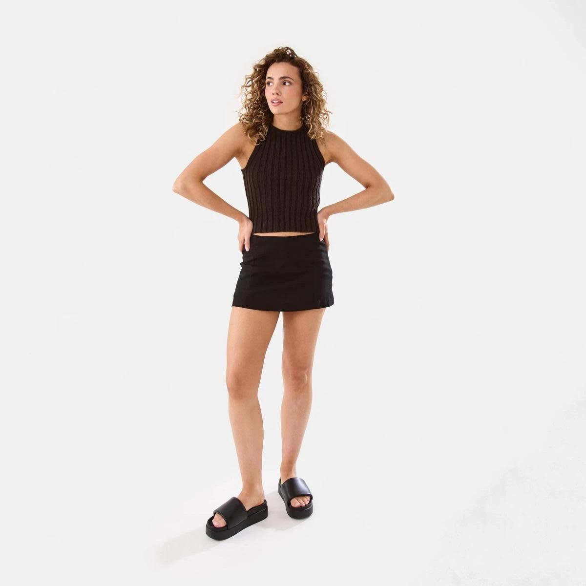 2 Linen Blend Mini Skort BLACK, 2 of 10