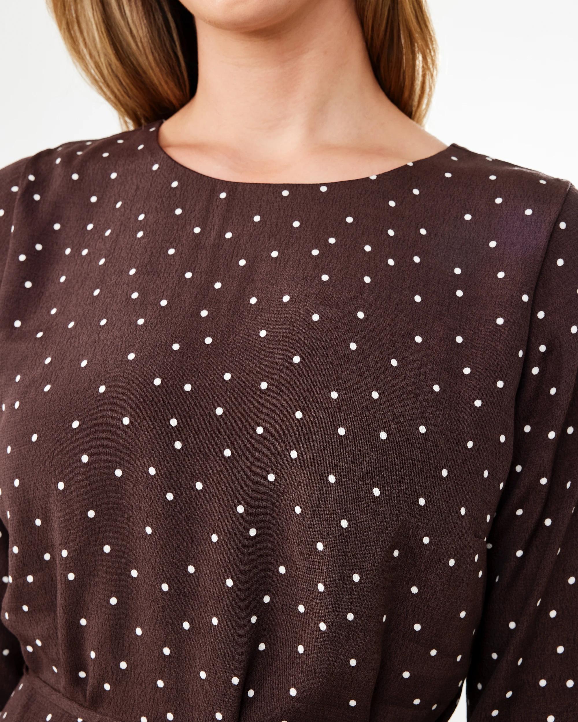 5 Long Sleeve Crepe Tie Waist Midi Dress Midspot Br, 5 of 6