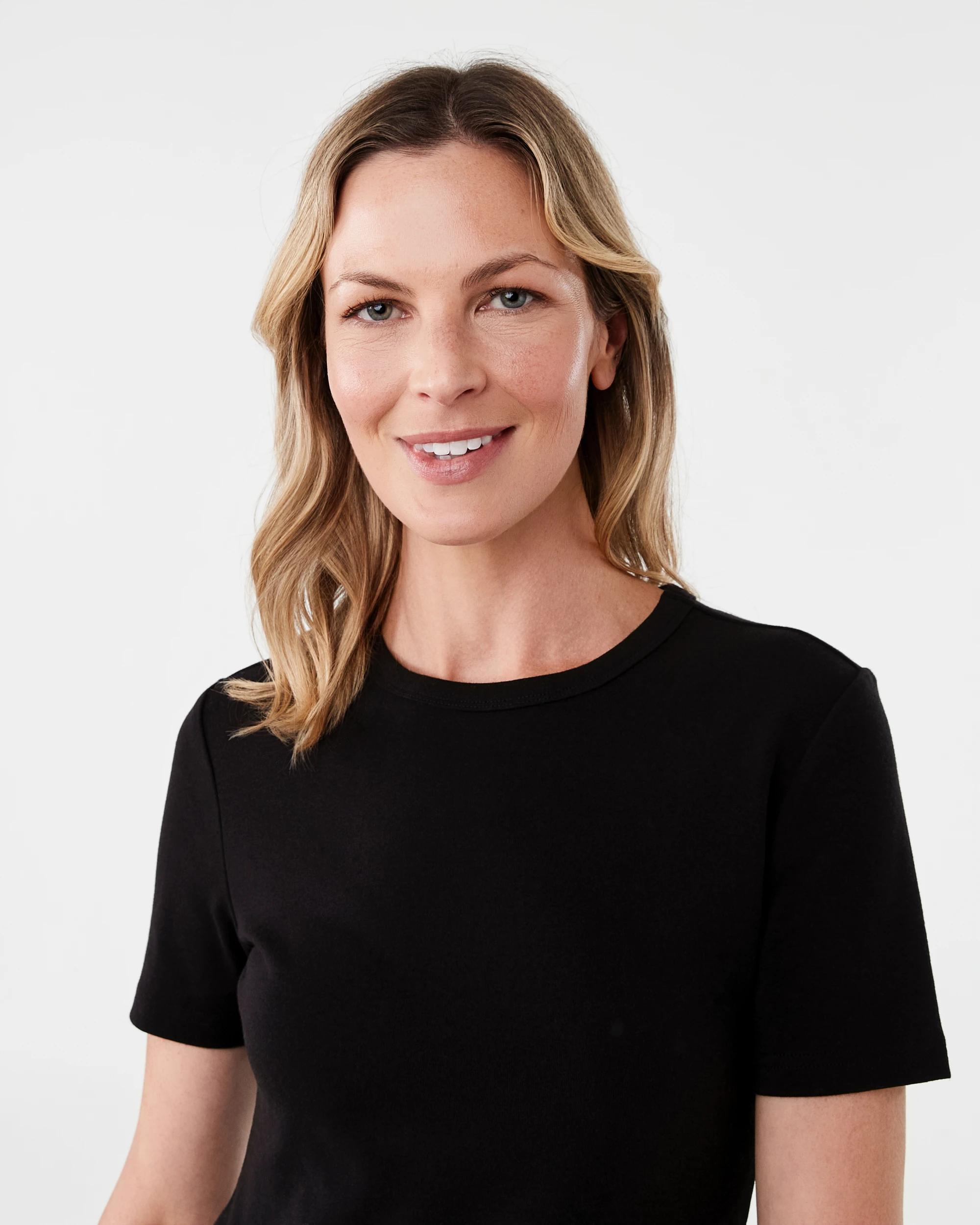 4 Short Sleeve Rib Crew Neck T-shirt Black, 4 of 5