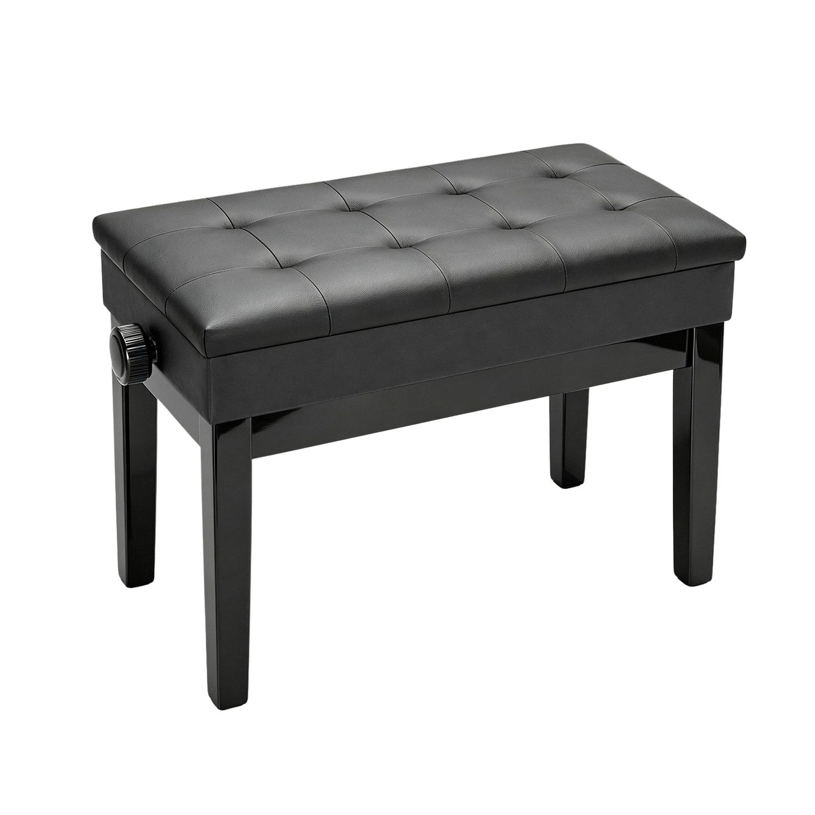 4 Melodic Adjustable Large Piano Bench Stool with Storage Wooden PU Leather Keyboard Seat, 4 of 7