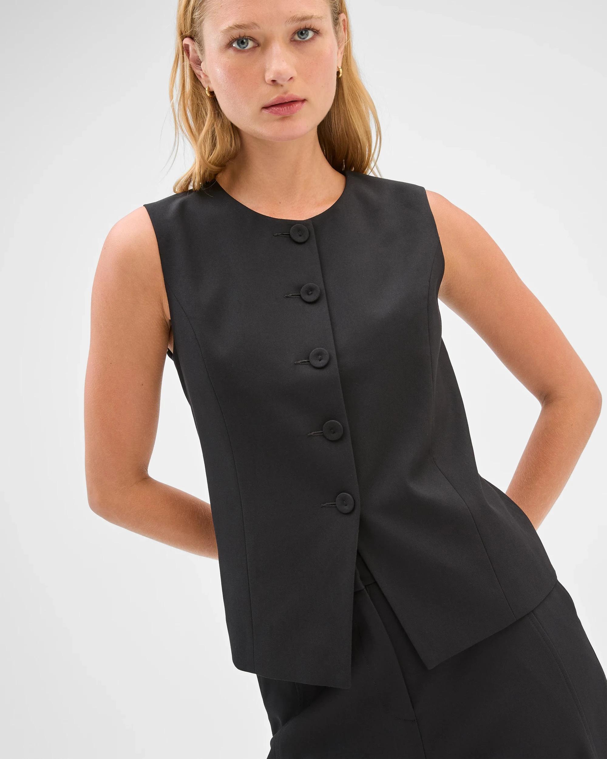 6 Preview Sleeveless Crew Neck Waistcoat BLACK, 6 of 7