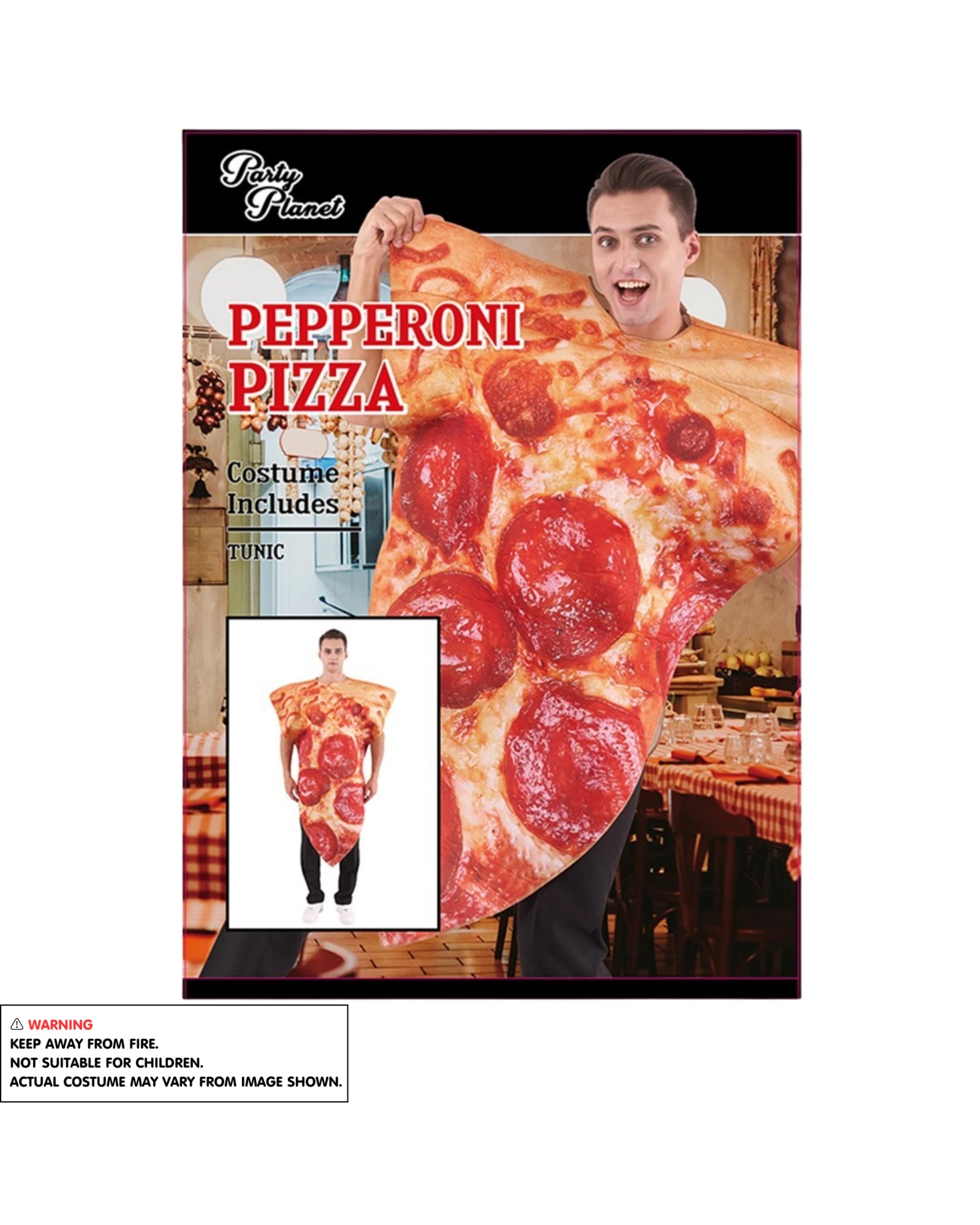4 Party Planet Adult Pepperoni Pizza Costume One Size - One Size, 4 of 4
