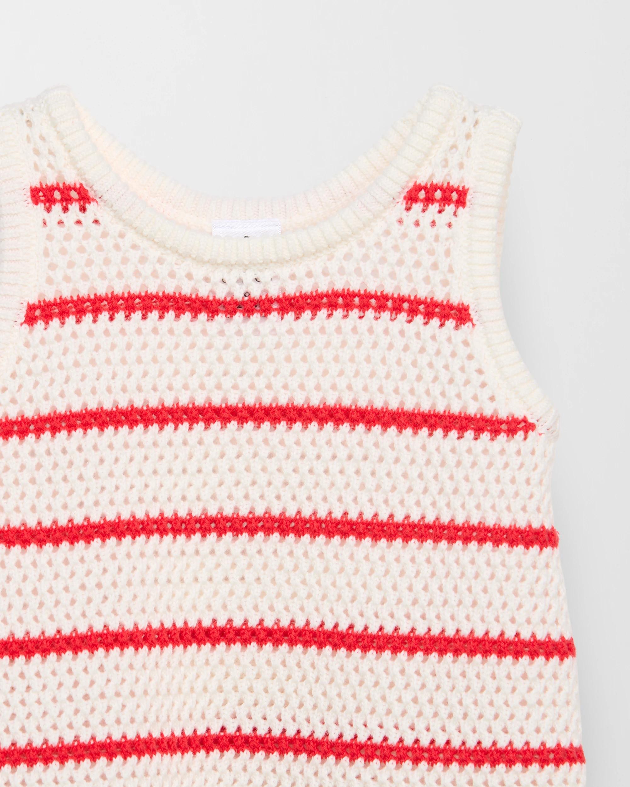 3 Target Organic Cotton Baby Crochet Top And Short 2 Piece Set RED/CREAM STRIPE, 3 of 3