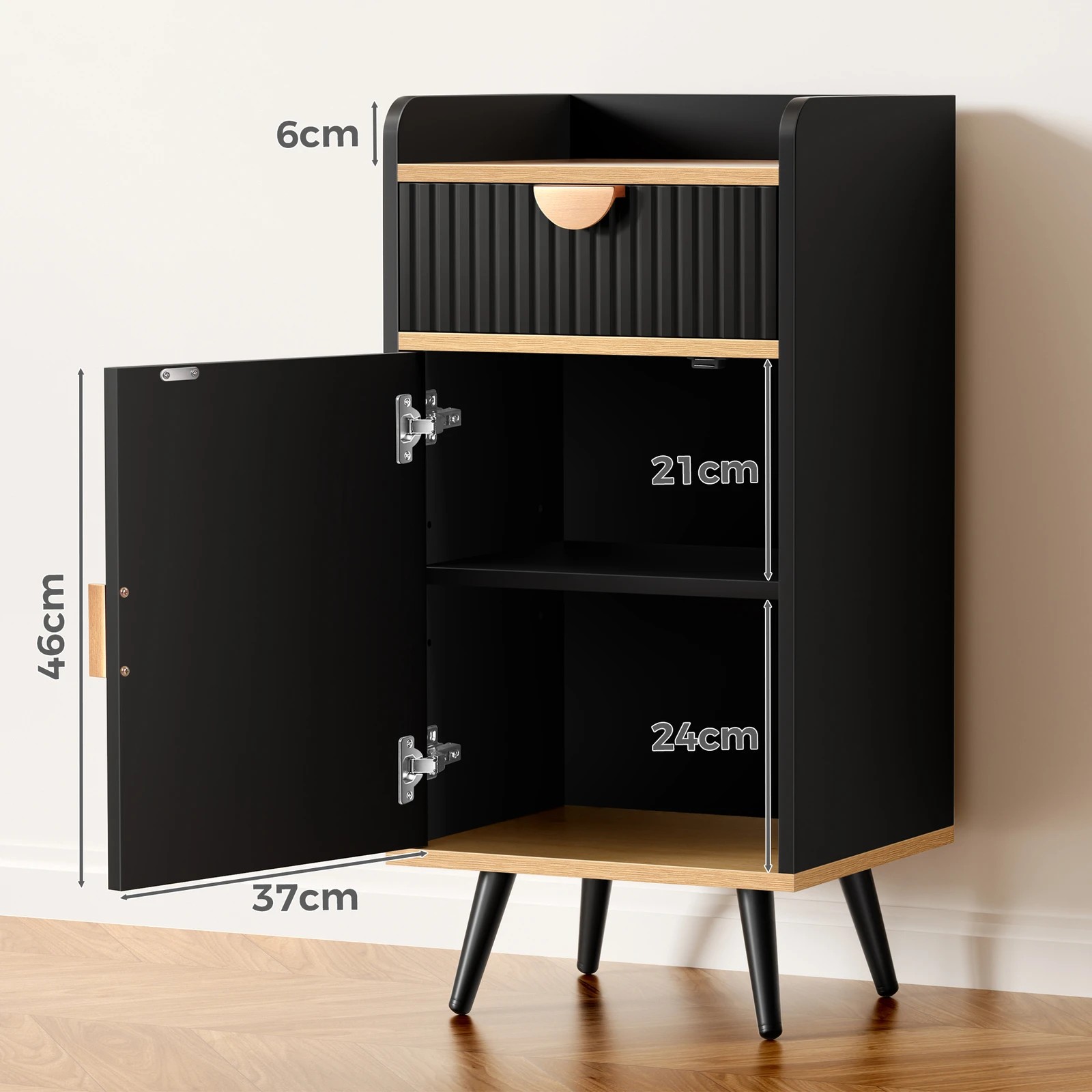 8 Alfordson Storage Cabinet Bathroom Buffet Sideboard Bedside Table - Black, 8 of 10