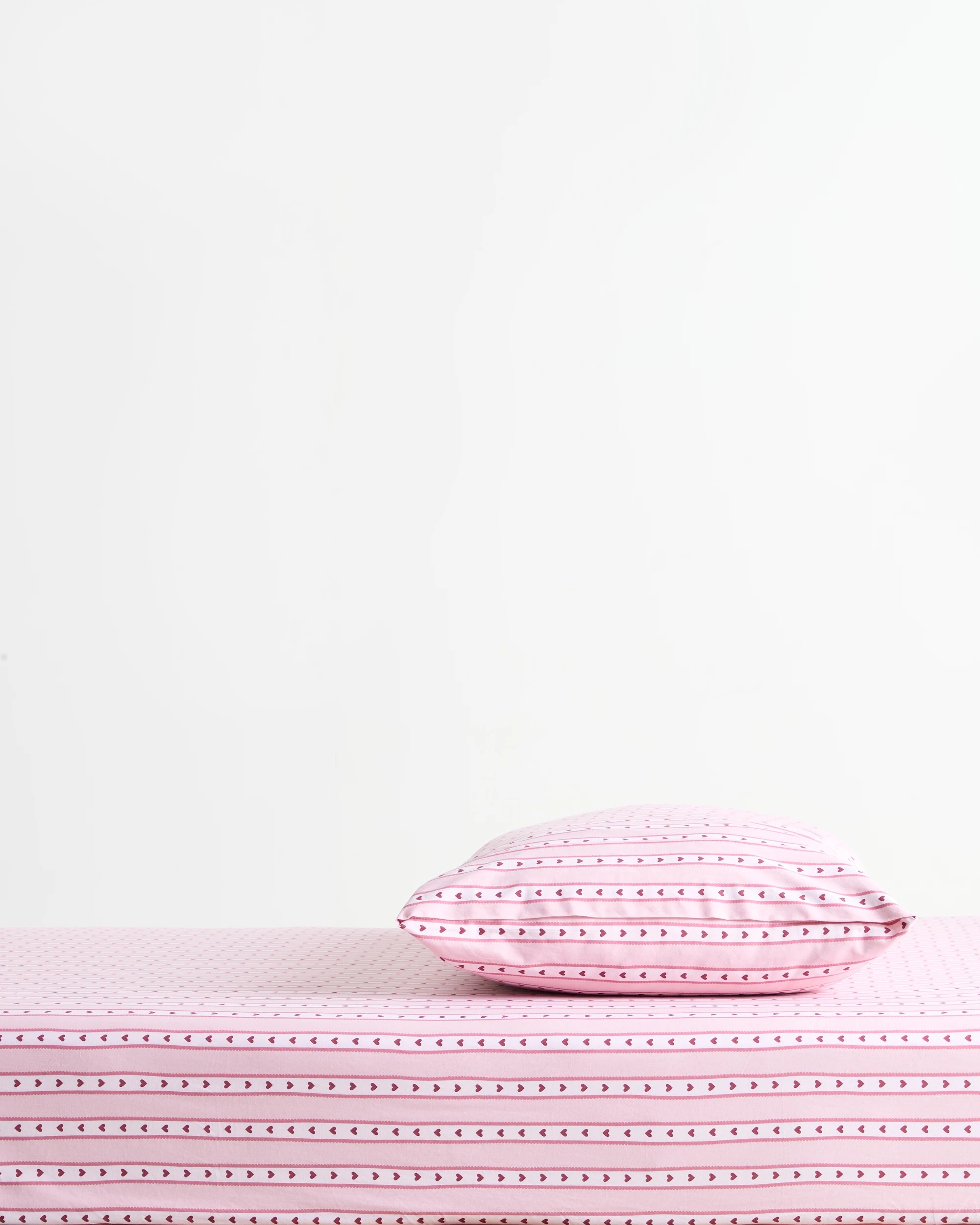 1 Target Australian Cotton Stripe Heart Kids Fitted Sheet Set - Single Bed - Pink, 1 of 4