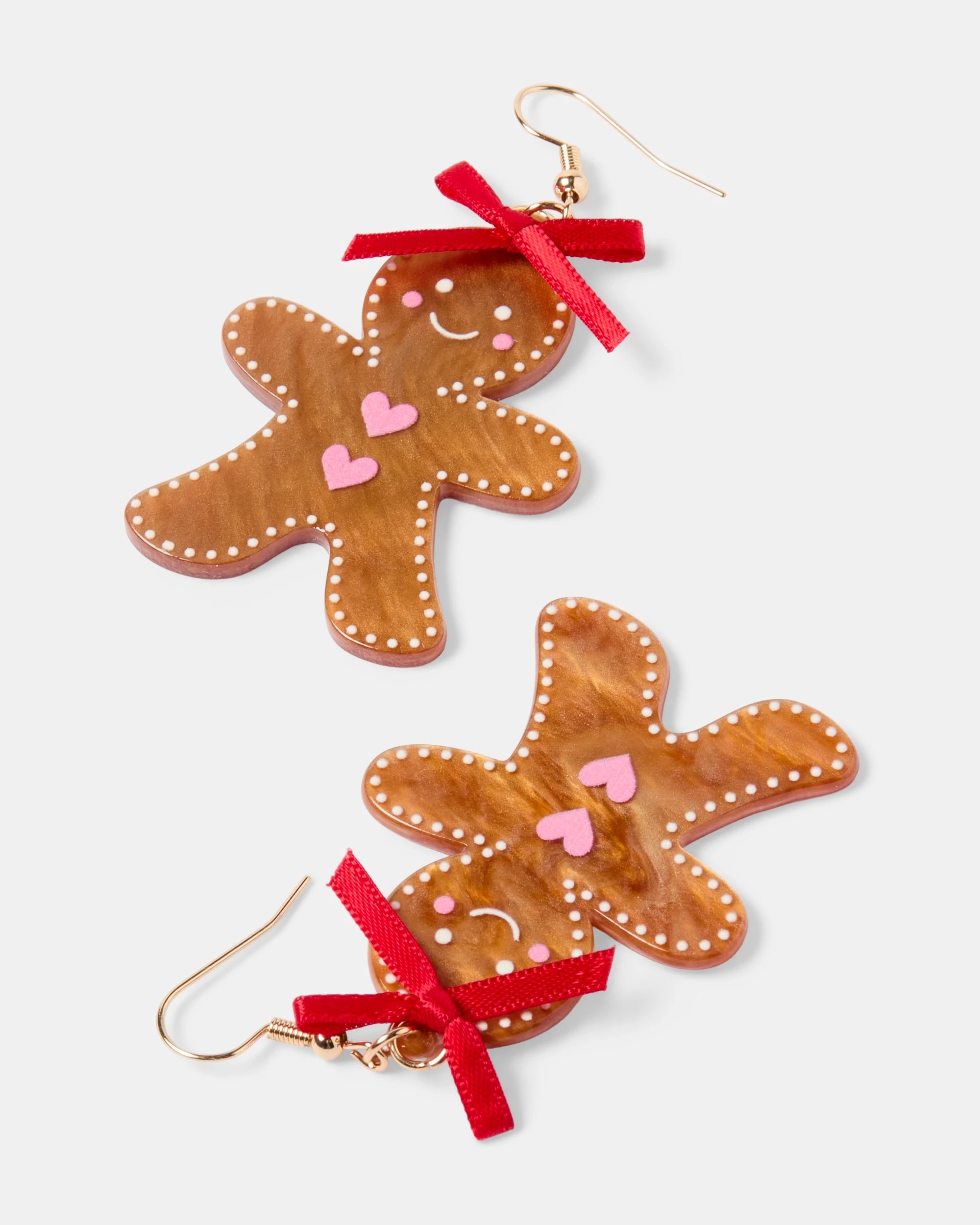 3 Christmas Gingerbread Earrings - Gold Tone and Brown, 3 of 4