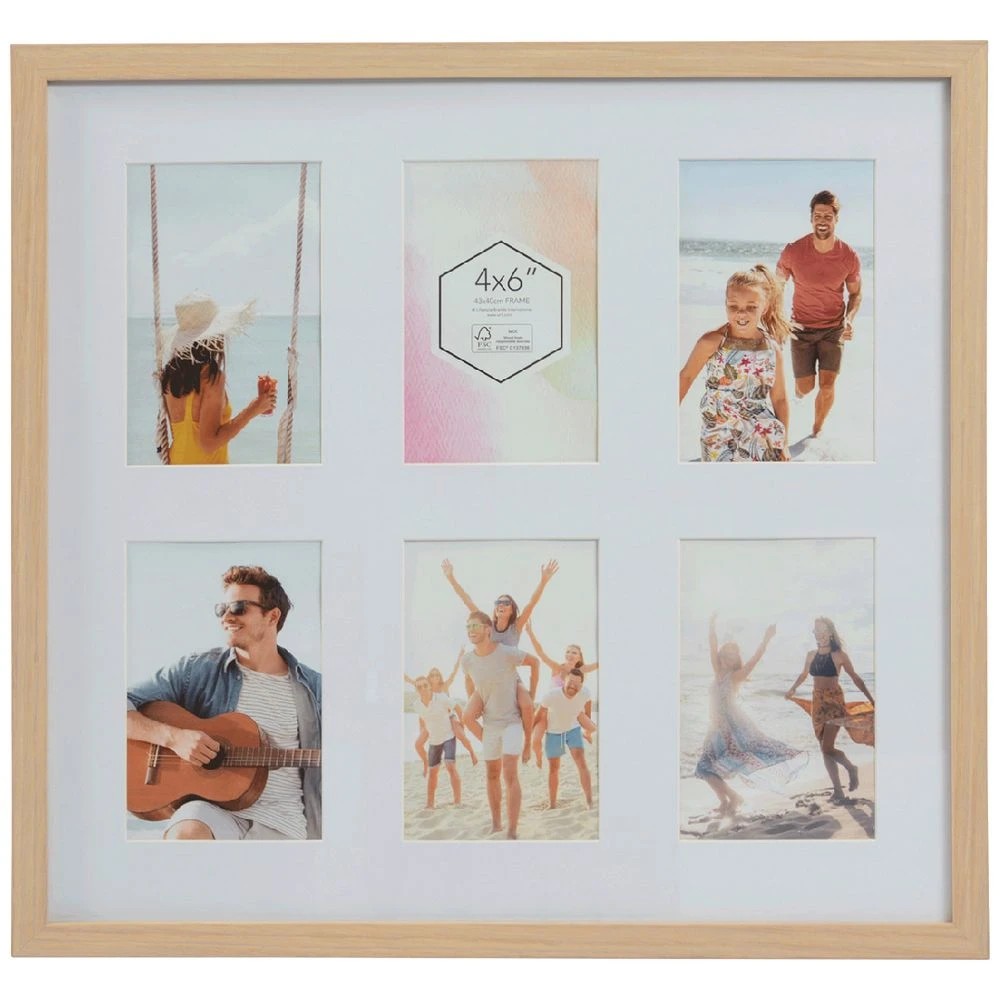 1 Promenade 6x4" Gallery Frame 6 Openings Oak, 1 of 5