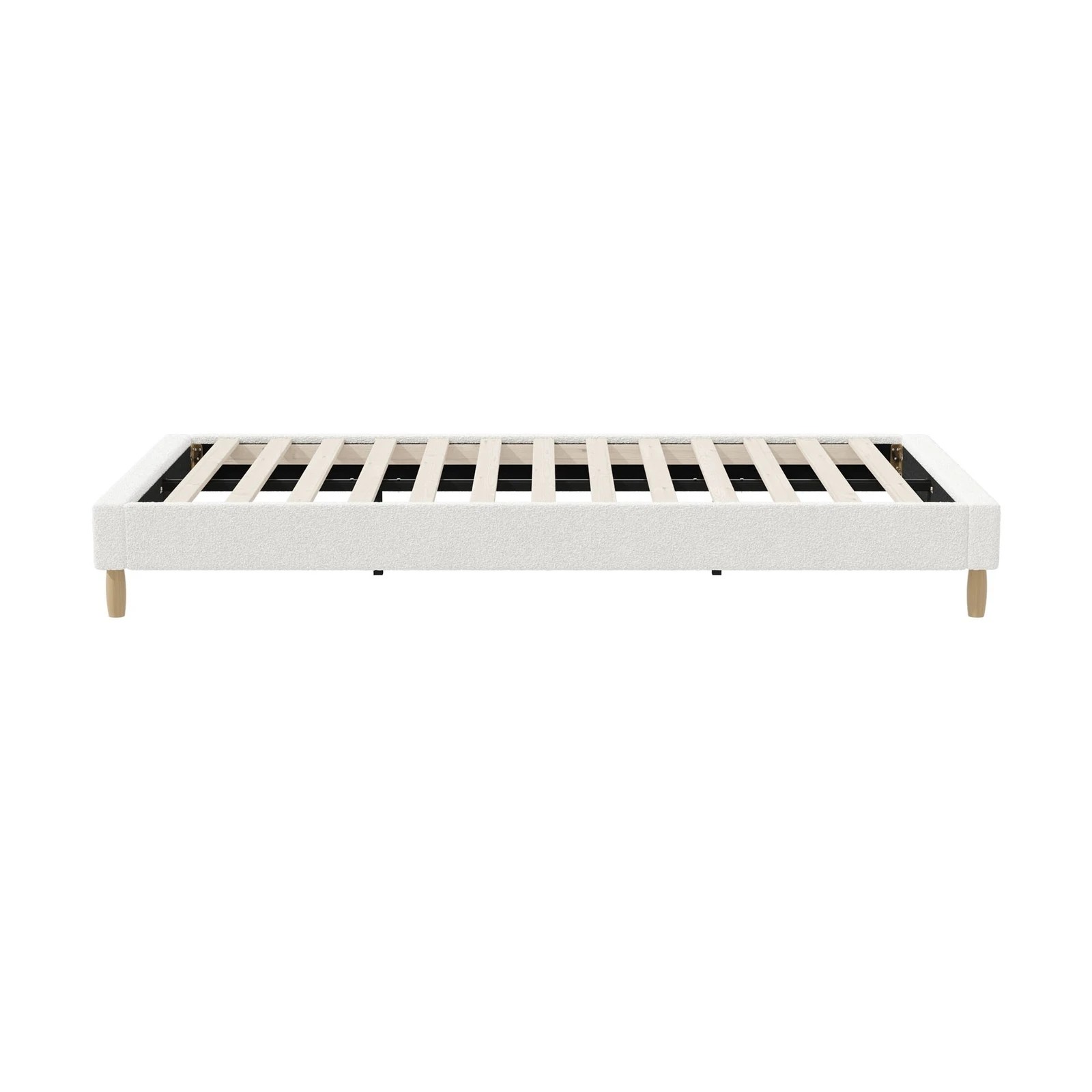 7 Oikiture King Single Bed Base Boucle Bed Frame
 - White, 7 of 10