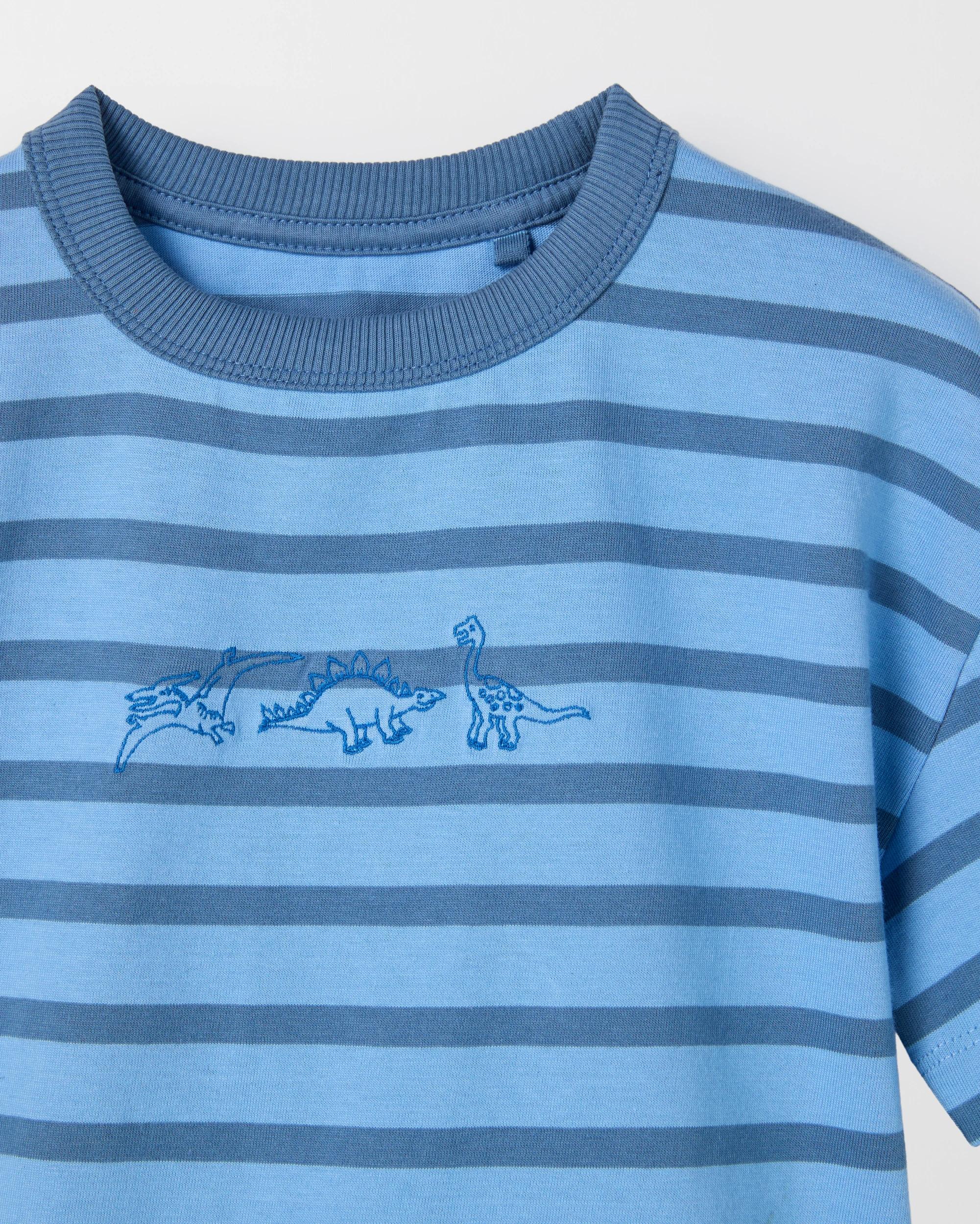 2 Target Kids Australian Cotton Oversized Embroidered Stripe T-Shirt BLUE, 2 of 2
