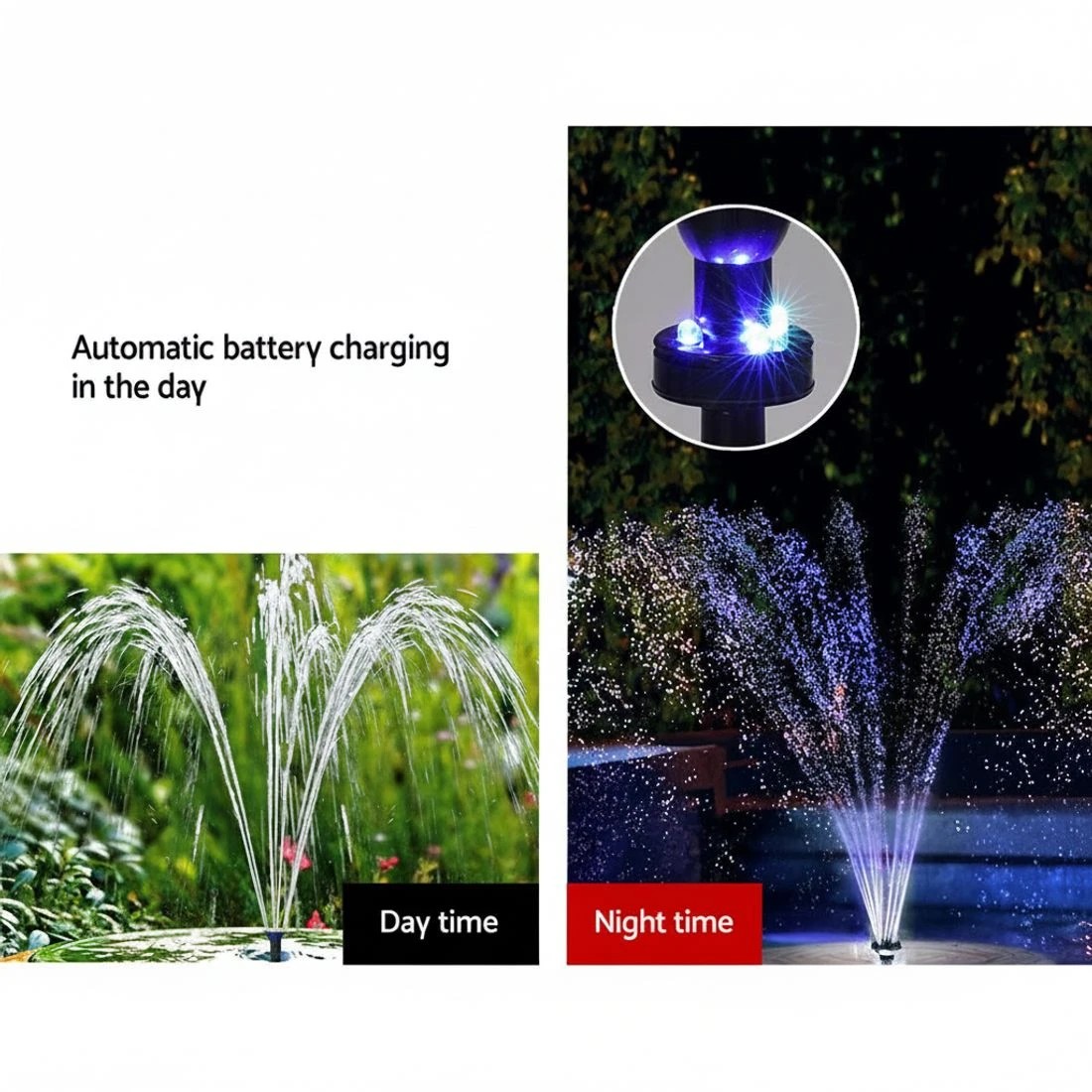 6 Gardeon Solar Pond Pump with Battery Kit LED Lights 9.8FT - Black, 6 of 6