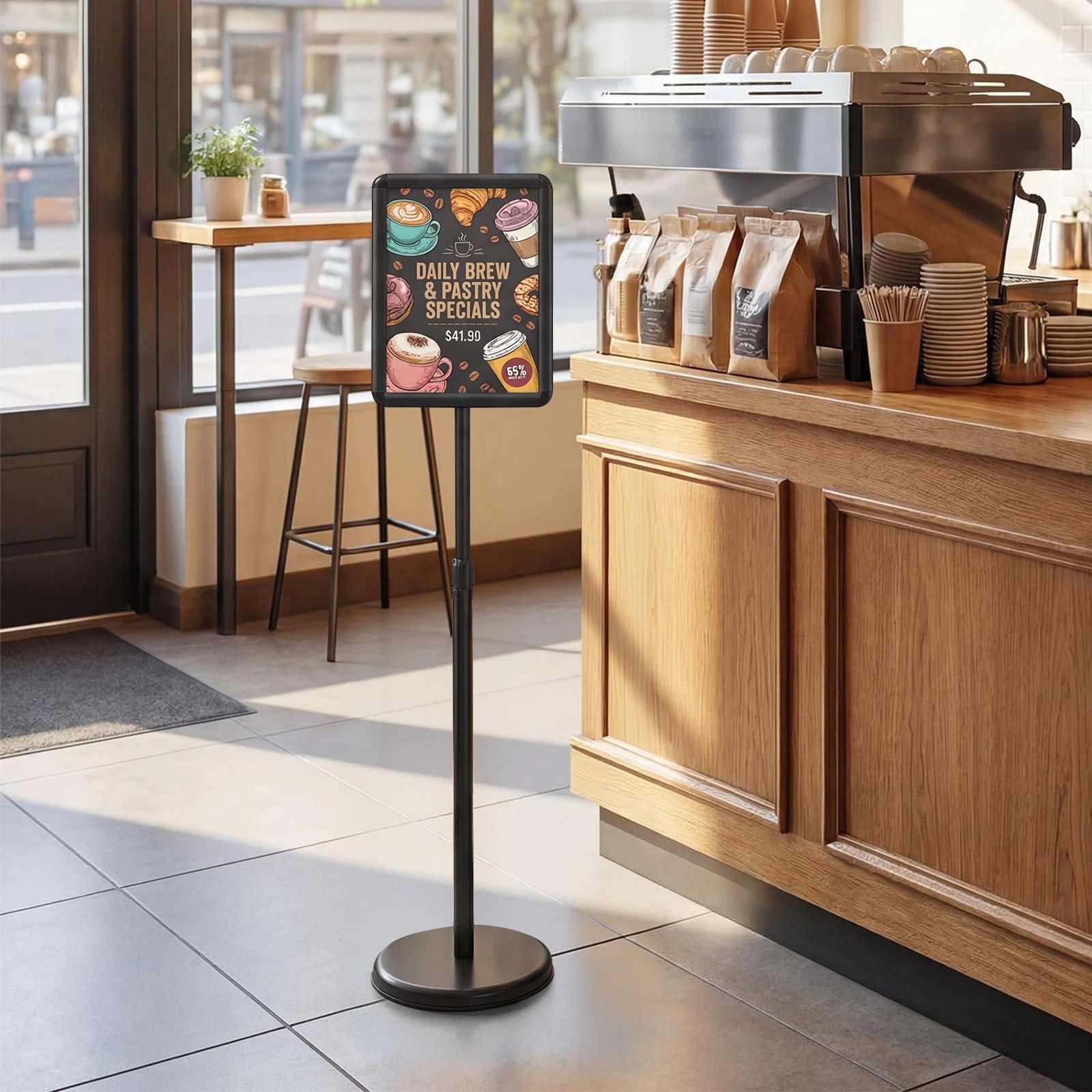 4 Costway A4 Sign Holder Stand Height Adjustable Poster Stand 21 x 30cm - Black, 4 of 5