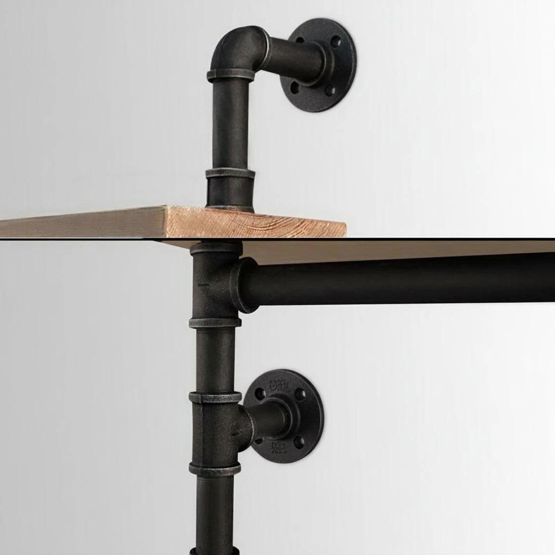 4 Artiss Floating DIY Pipe Shelf 3 Tiers - IONA - Natural, 4 of 8