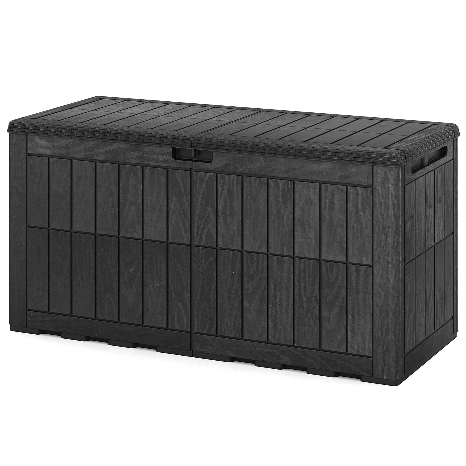 1 Costway 380L Outdoor Deck Box Patio Bench All-Weather Storage Bin w/Handles - Black, 1 of 6