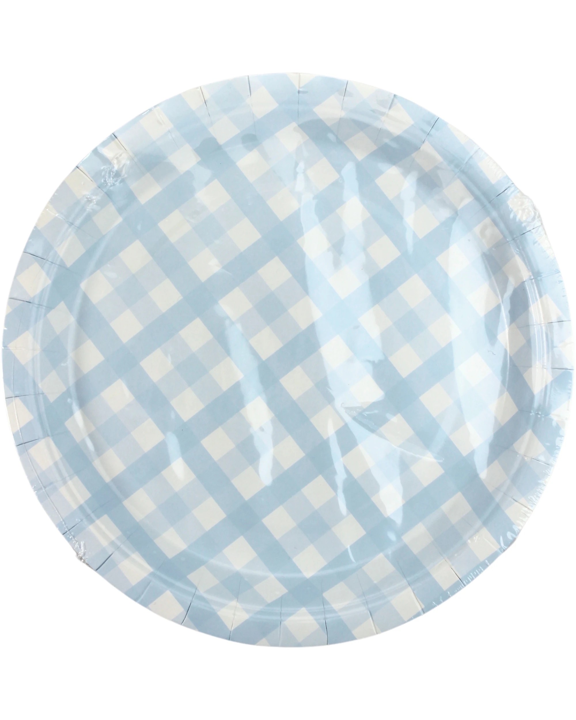 2 Amscan Gingham Large Paper Plates Pack of 8 - Pastel Blue - Pastel Blue, White, 2 of 3