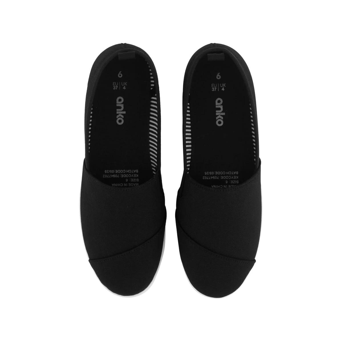 3 Canvas Slip On Sneakers BLACK WHITE, 3 of 5