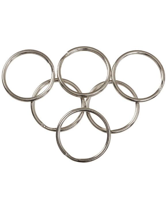 J.Burrows Split Key Rings 38mm Silver 10 Pack