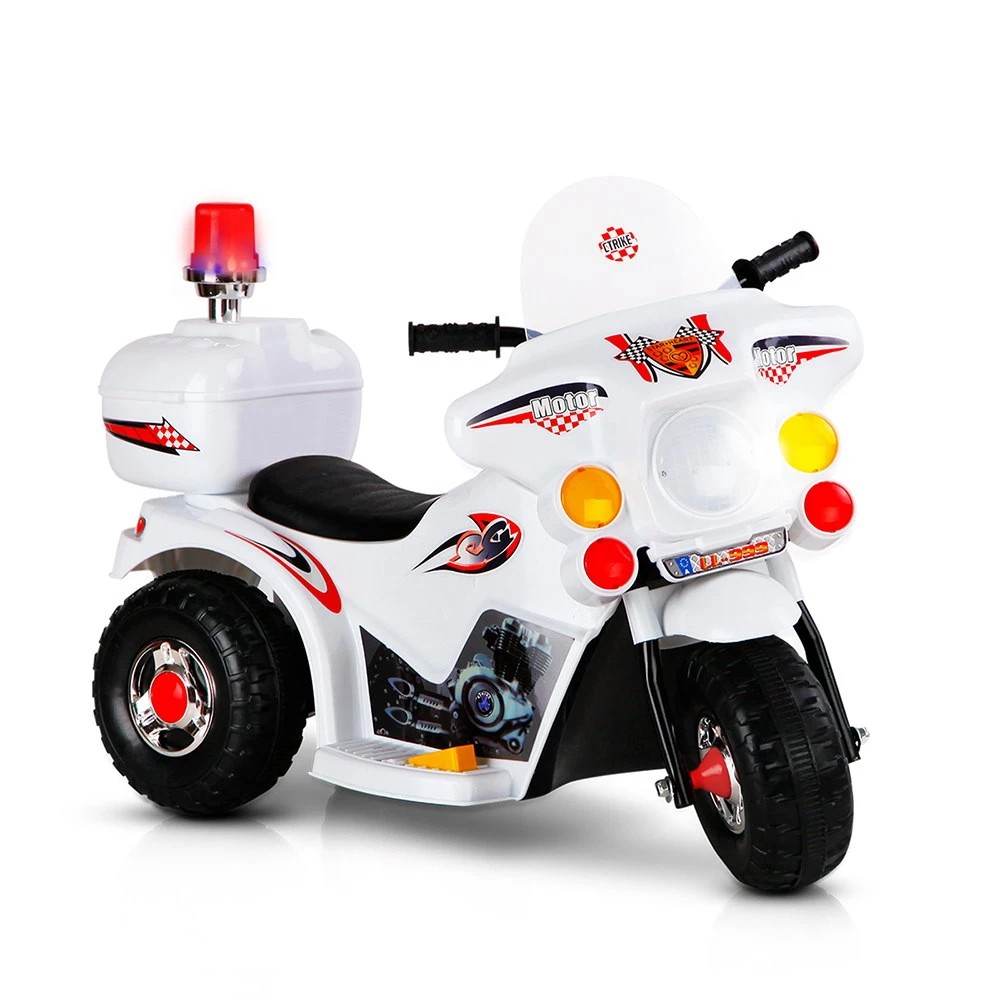 1 Rigo Kids Electric Ride On Police Motorcycle Motorbike 6V Battery - White, 1 of 7