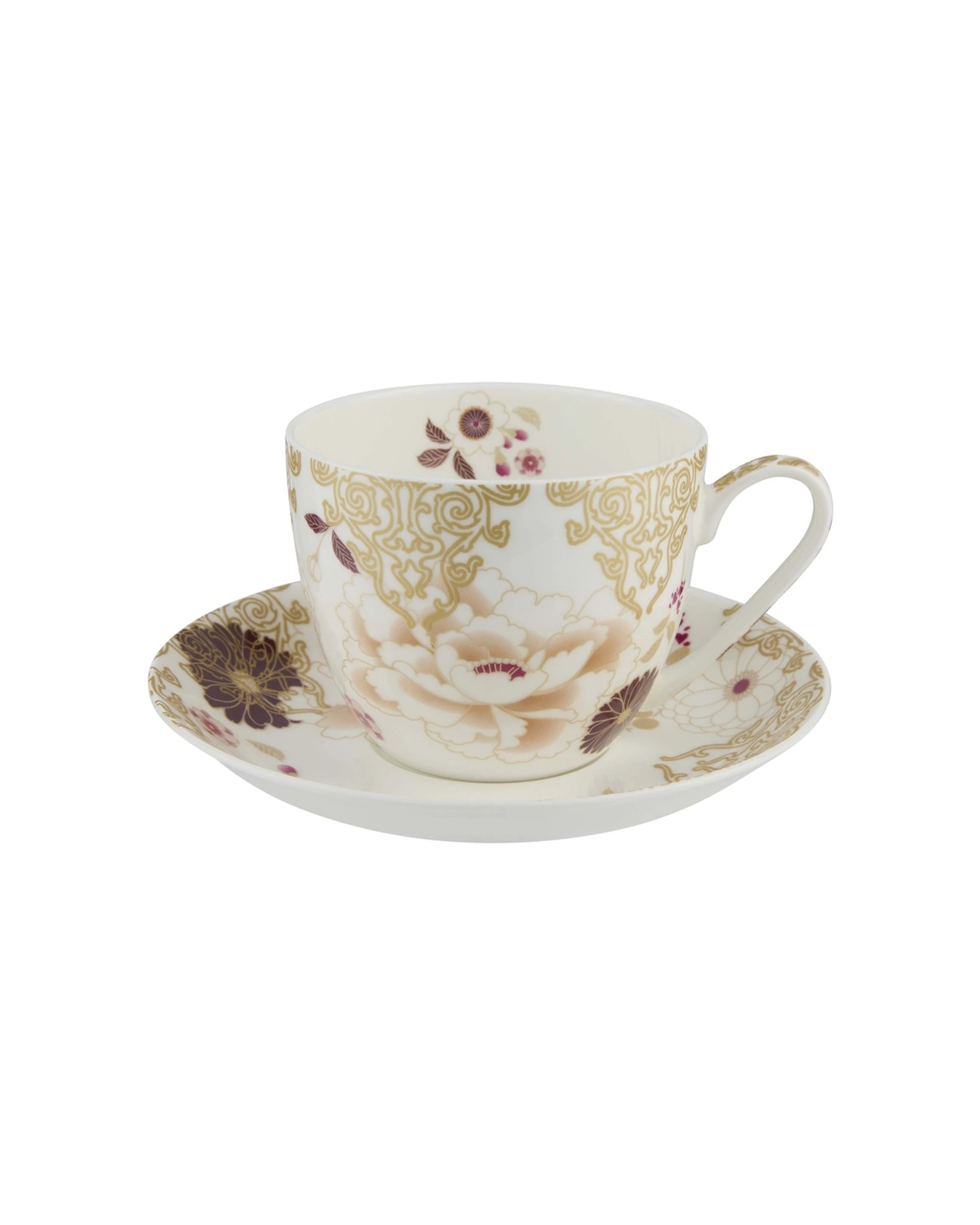 1 Maxwell And Williams Cup Saucer Kimono Fine Bone China Gift Boxed 480ml - White, 1 of 3