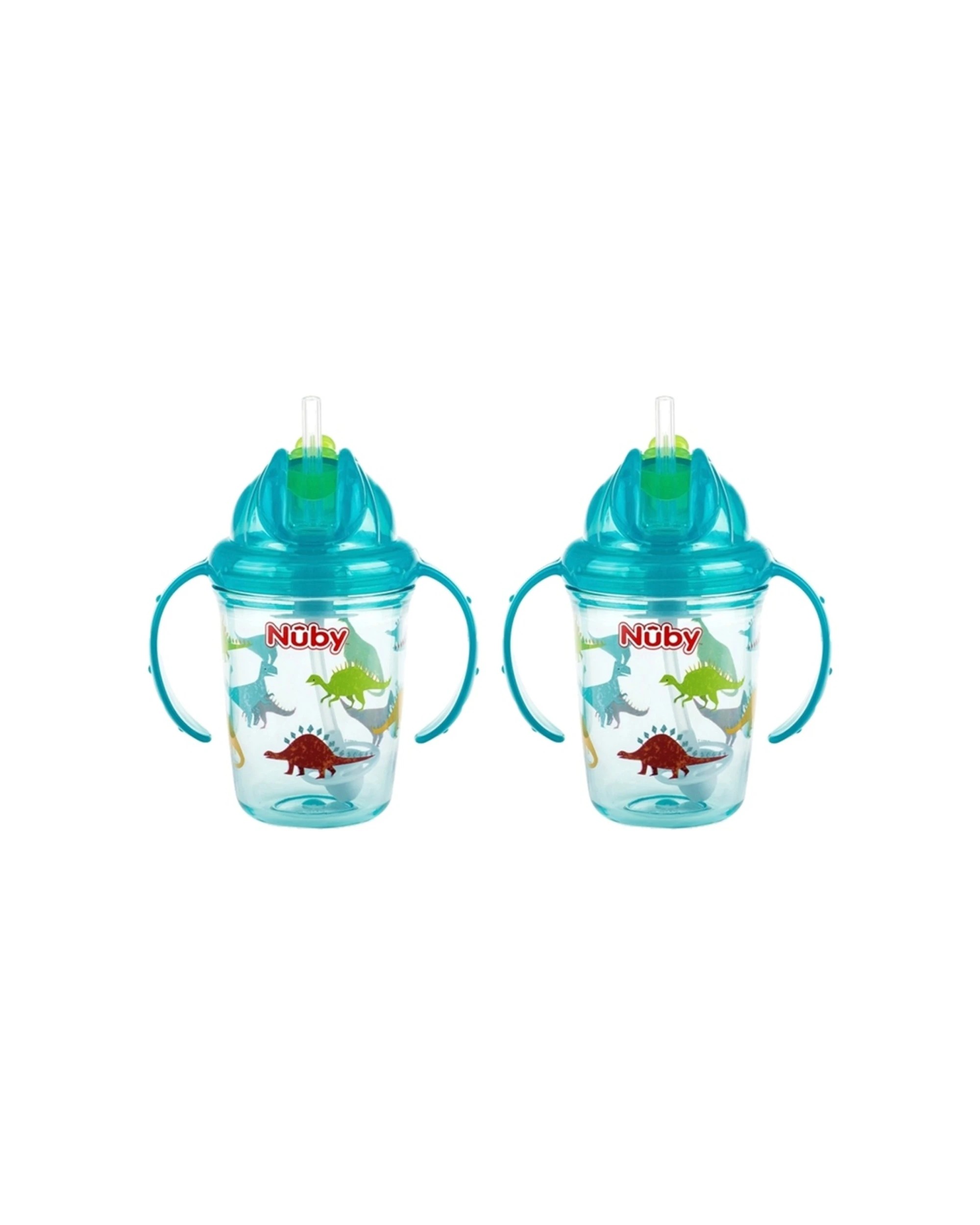 1 Nuby 2pc Printed Flip It Cup No Spill Silicone Straw Baby 240ml - Multi, 1 of 1