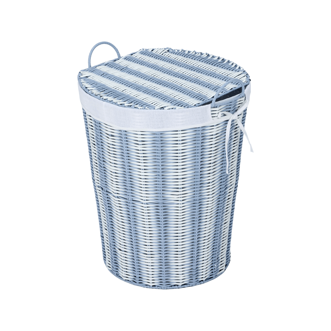 1 Rattan Look Laundry Hamper - Blue, 1 of 7