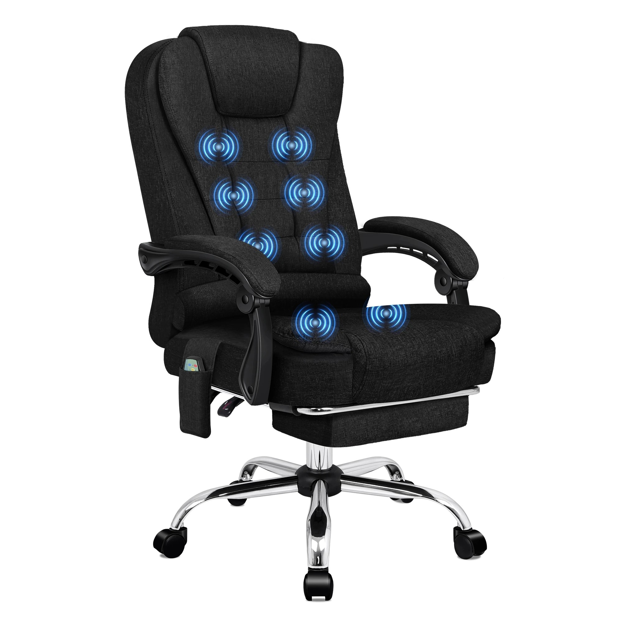 1 Alfordson Office Chair Massage Heated Seat Fabric - Black, 1 of 10