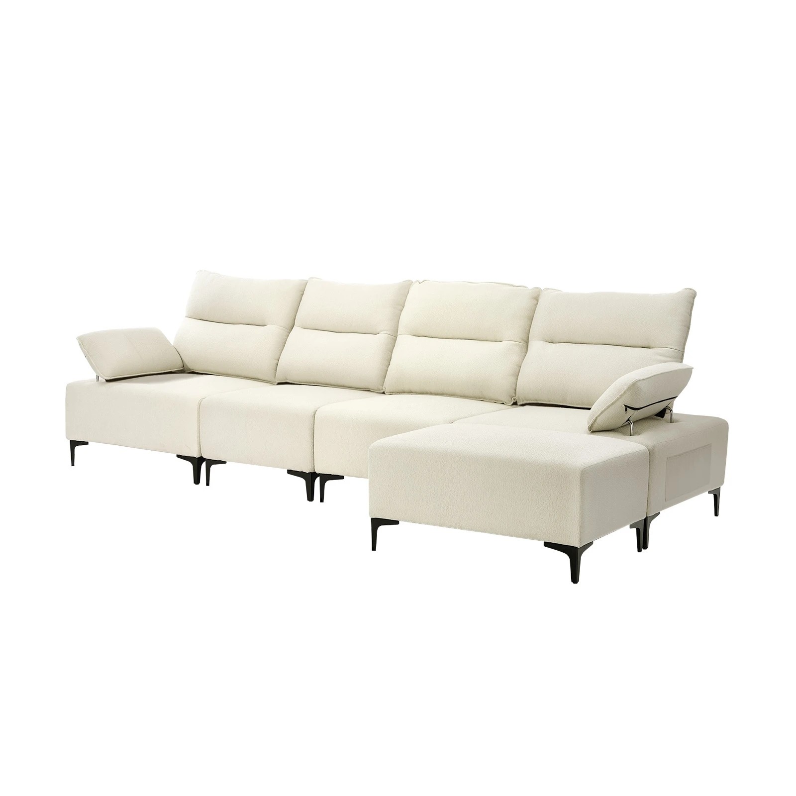 1 Oikiture 5 Seater Modular Sofa Chenille Couch Ottoman Set - Beige, 1 of 10