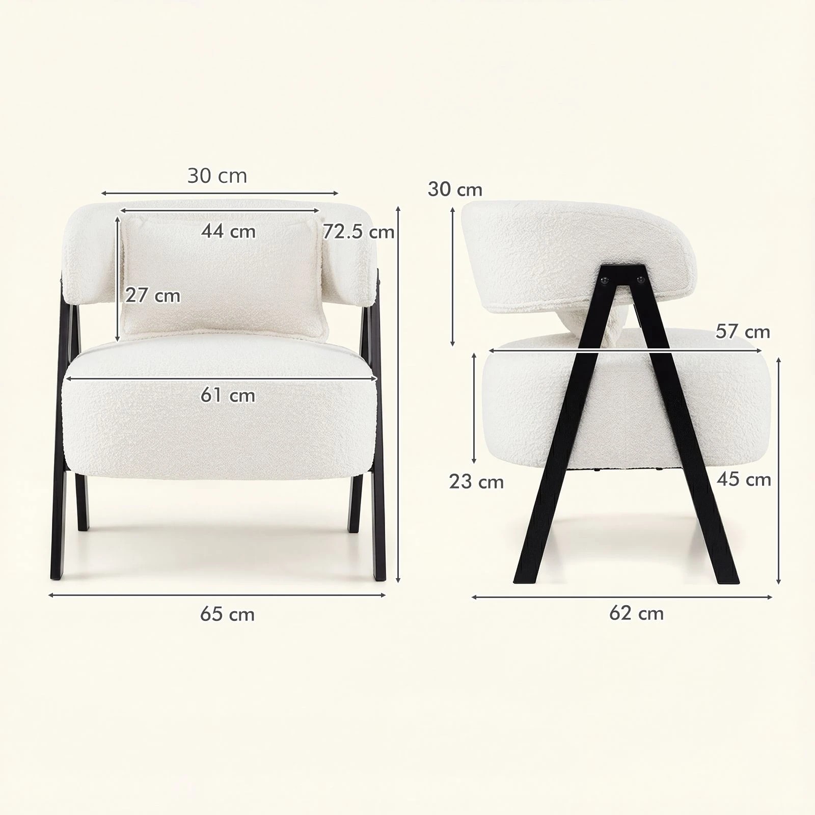 5 Costway Accent Chair Faux Rabbit Fur Armchair Upholstered Leisure Chair w/Lumbar Pillow - White, 5 of 5