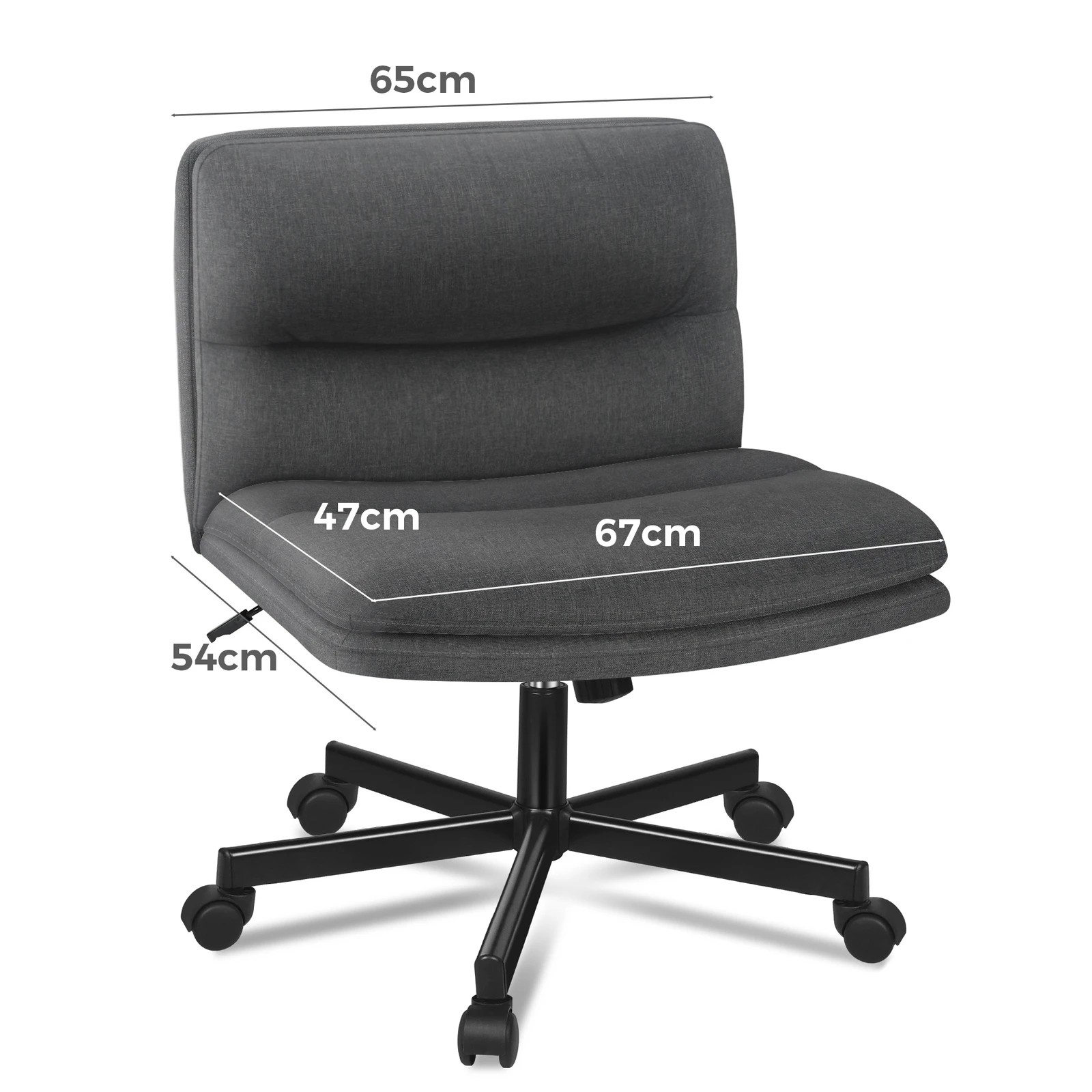 6 Alfordson Desk Chair Office Computer Armless Wide Seat Mid Back Fabric - Grey, 6 of 7