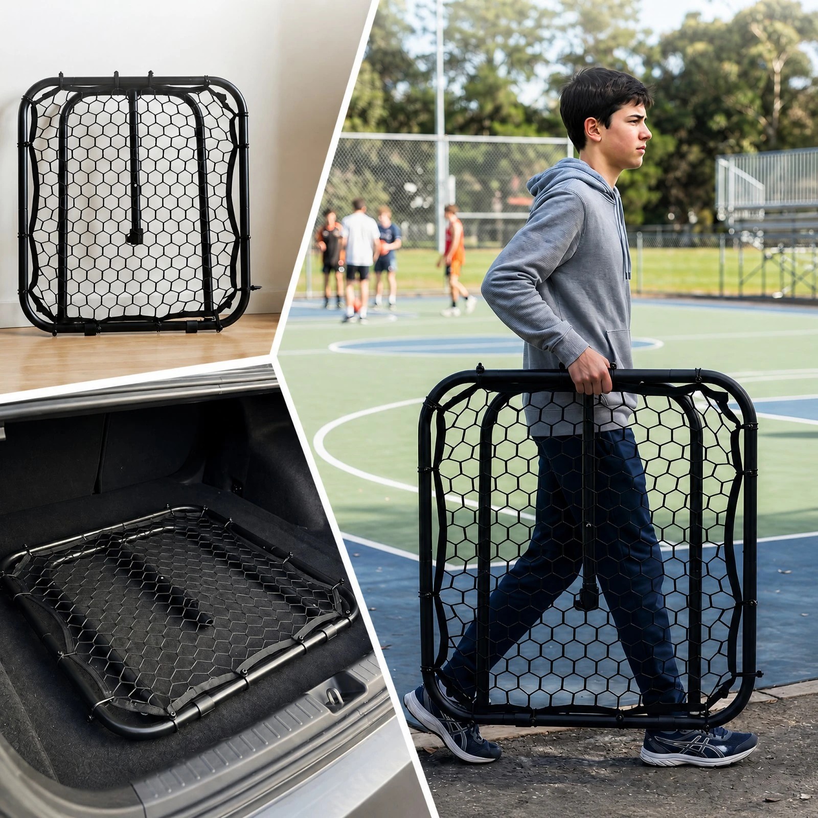 8 Costway 101x101cm Football Rebounder Kickback Rebound Net w/7 Adjustable Angle, 8 of 8