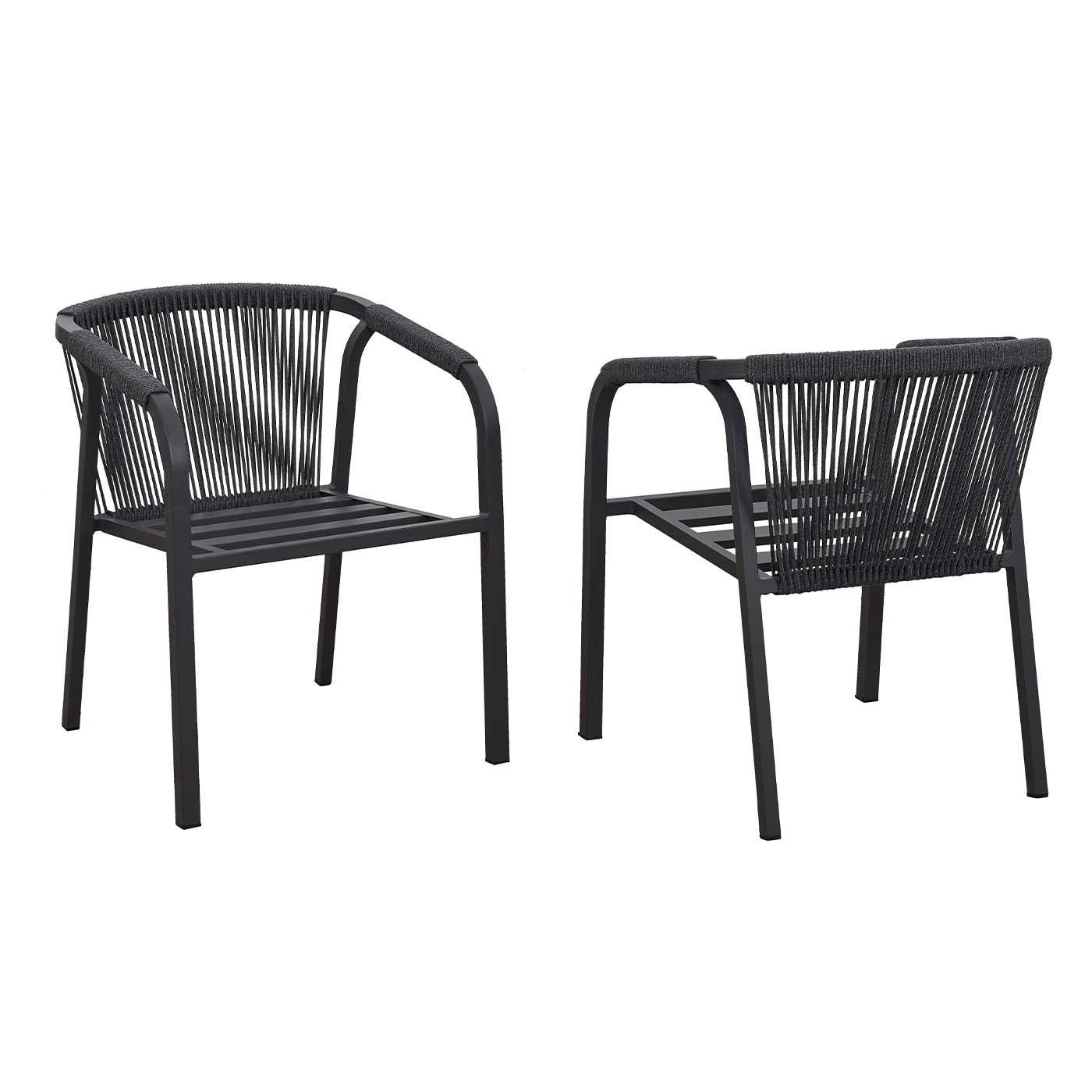 10 Moda Living La Perouse Charcoal Aluminium Outdoor Dining Chairs with Arms - Dark Grey Cushions (Set of 2) - White, 10 of 10