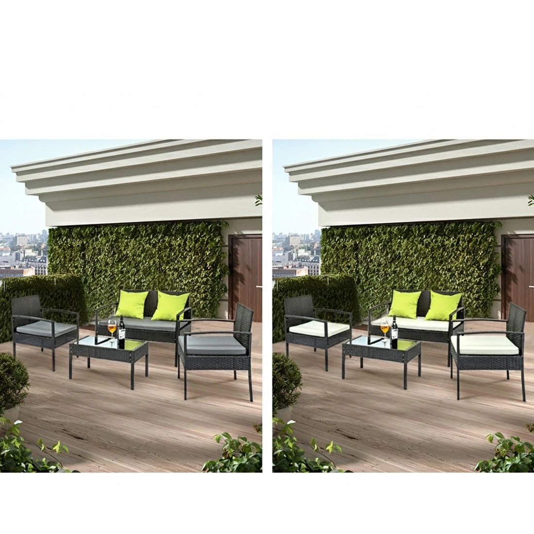 3 Gardeon Outdoor Sofa Set Wicker Lounge Setting Table and Chairs Patio Furniture - Black, 3 of 7