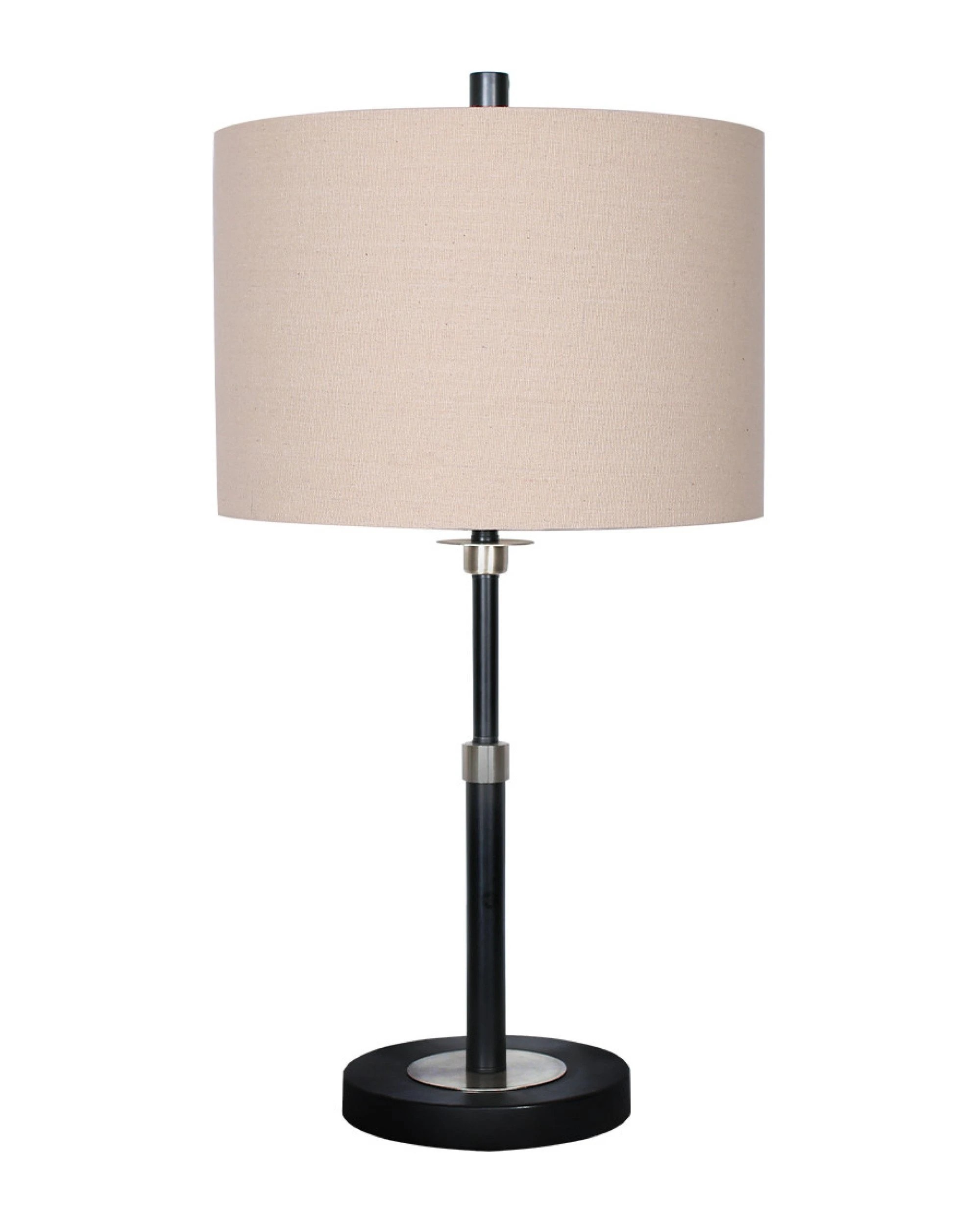 1 Sarantino Metal Table Lamp with Linen Drum Shade, 1 of 10