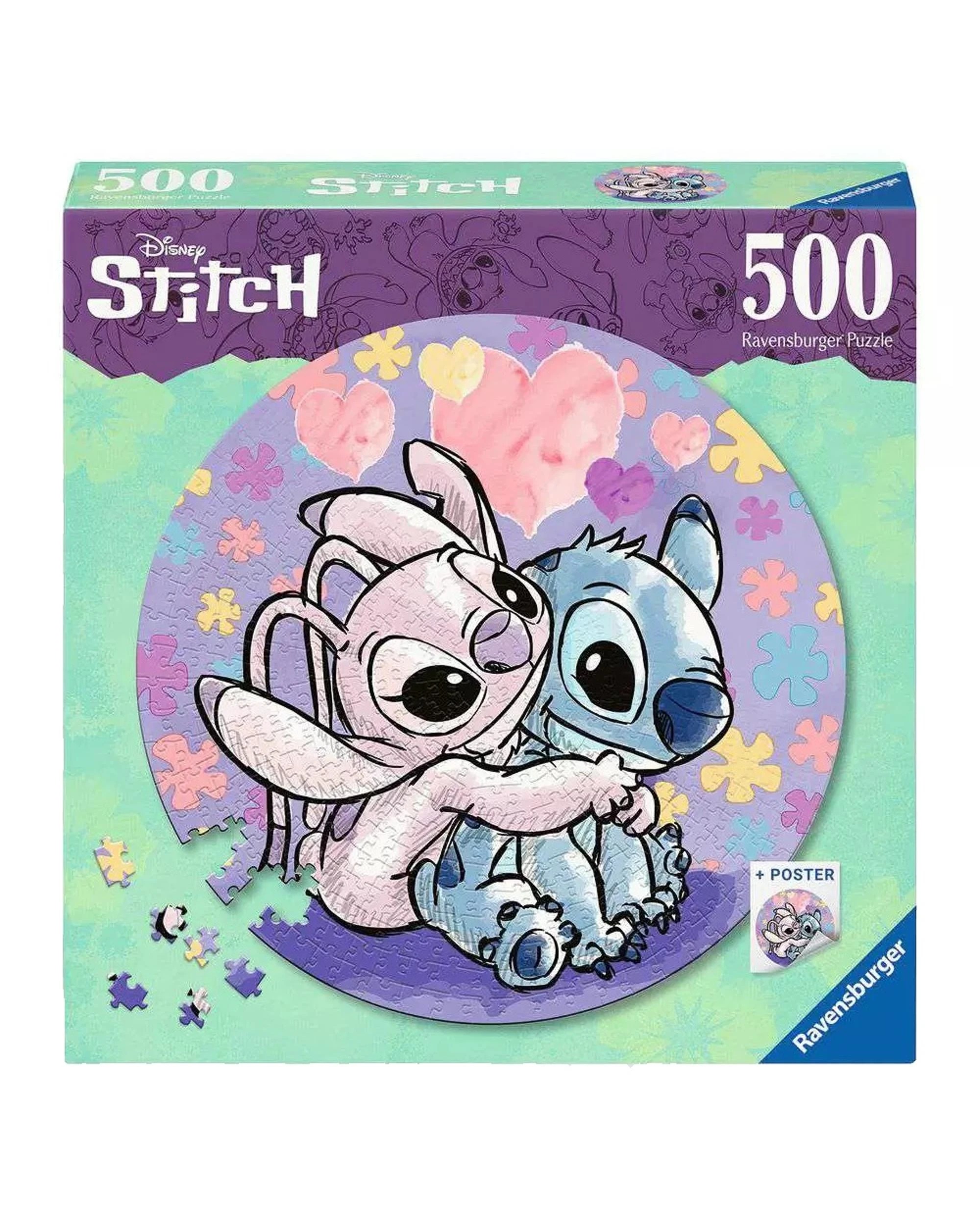 1 Ravensburger Disney Stitch and Angel Round 500 Piece Jigsaw Puzzle, 1 of 2